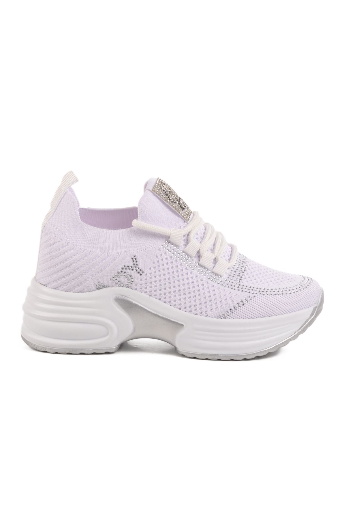 AYAKMOD Beyaz Triko Kalın Taban Kadın Sneaker Lady 5002 Z