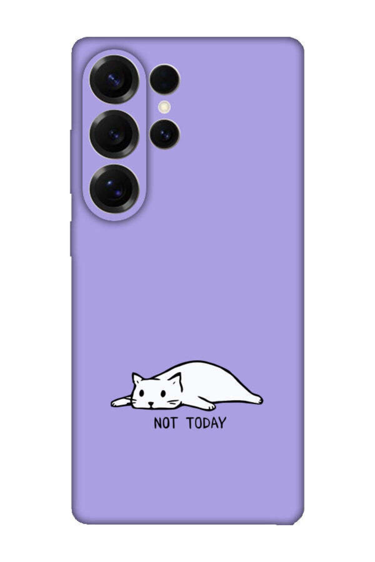 frondcase Samsung S25 Ultra Not Today Kedi Lila Telefon Kılıfı