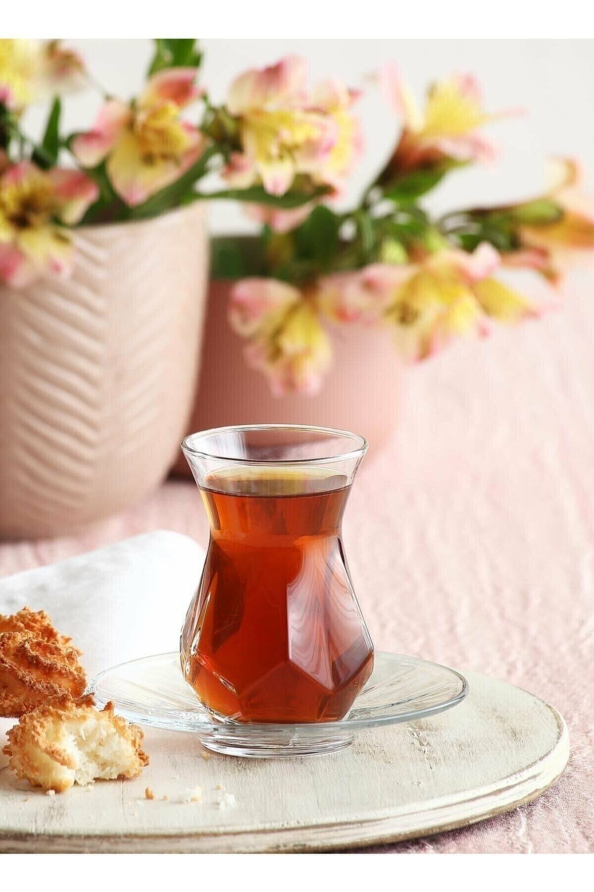 UYGUR AVM Alya 12 Parça Çay Seti 6 Adet Çay Bardağı 6 Adet Çay Tabağı