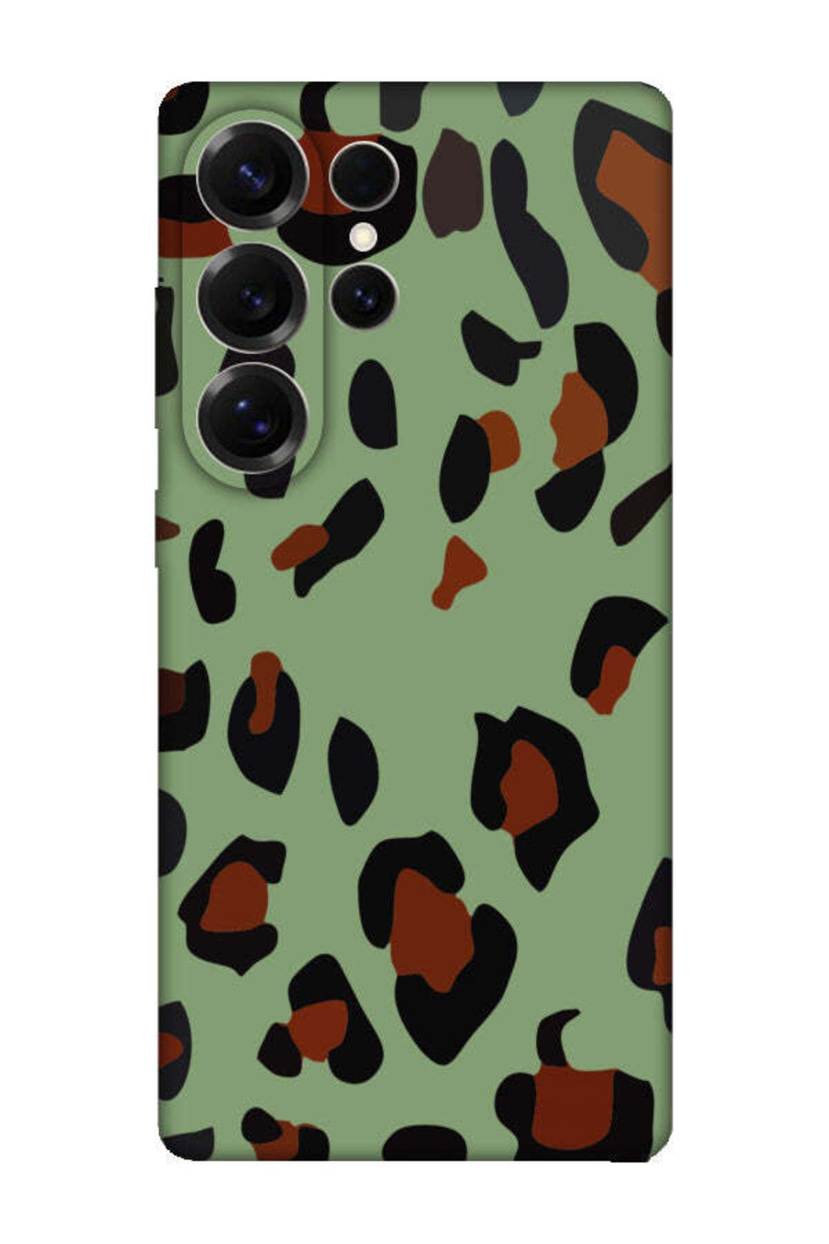 frondcase Samsung S25 Ultra Leopar Desen Yeşil Telefon Kılıfı