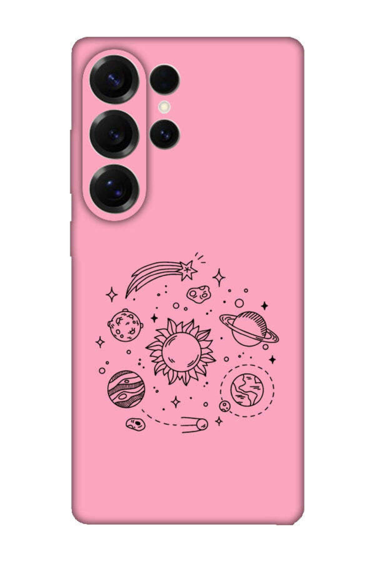 frondcase Samsung S25 Ultra Gezegen Pembe Telefon Kılıfı