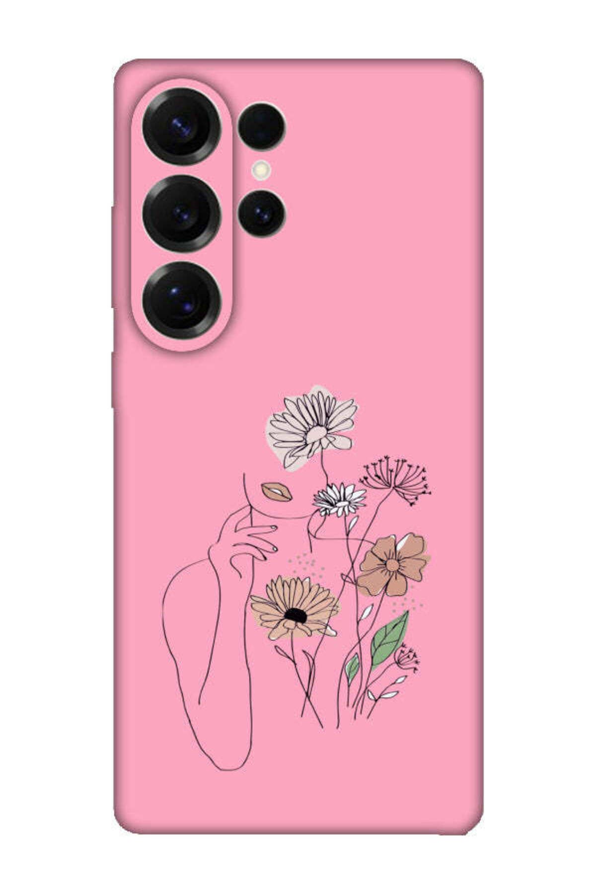 frondcase Samsung S25 Ultra Kadın Çiçek Pembe Telefon Kılıfı