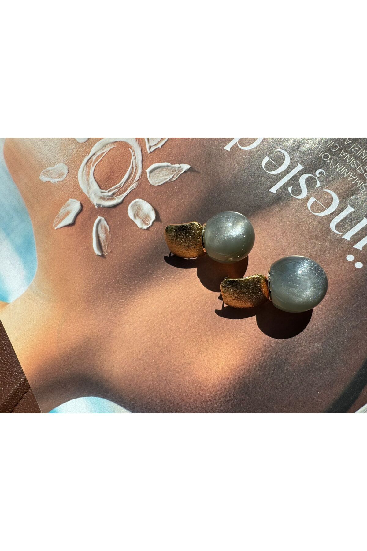 MODA KOPYA - KOPYA - Çelik Sallantılı Top Küpe Gri 3 cm