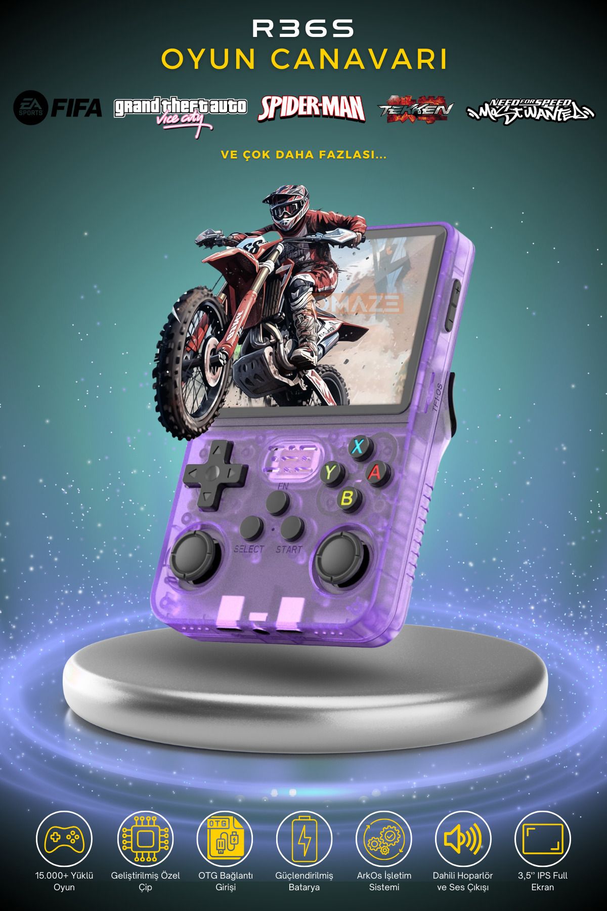 Omaze R36s Oyun Konsolu Güncel El Atarisi 15.000 Oyun Hd Ekran Retro Oyunlar