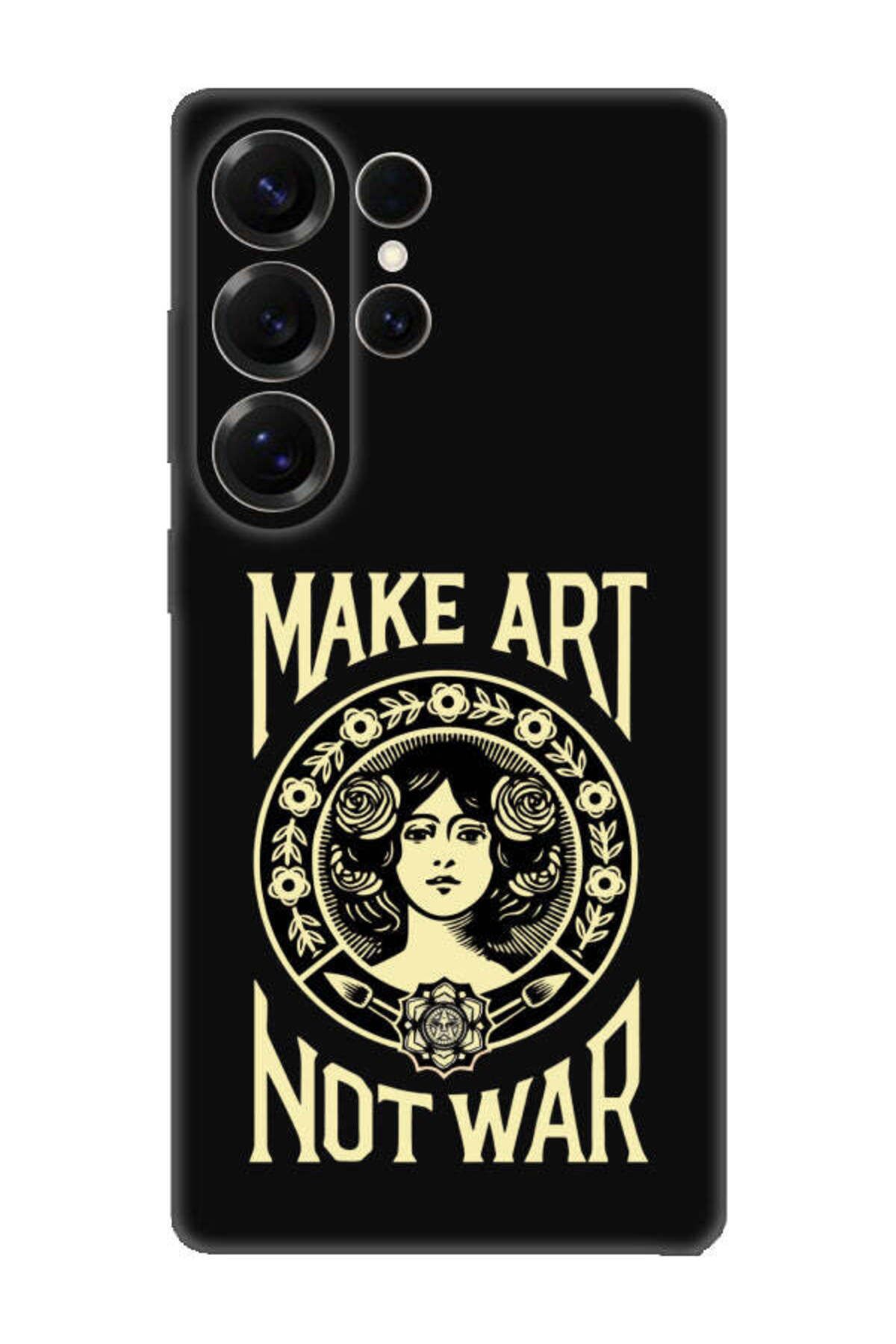 frondcase Samsung S25 Ultra Make Art Not War Siyah Telefon Kılıfı