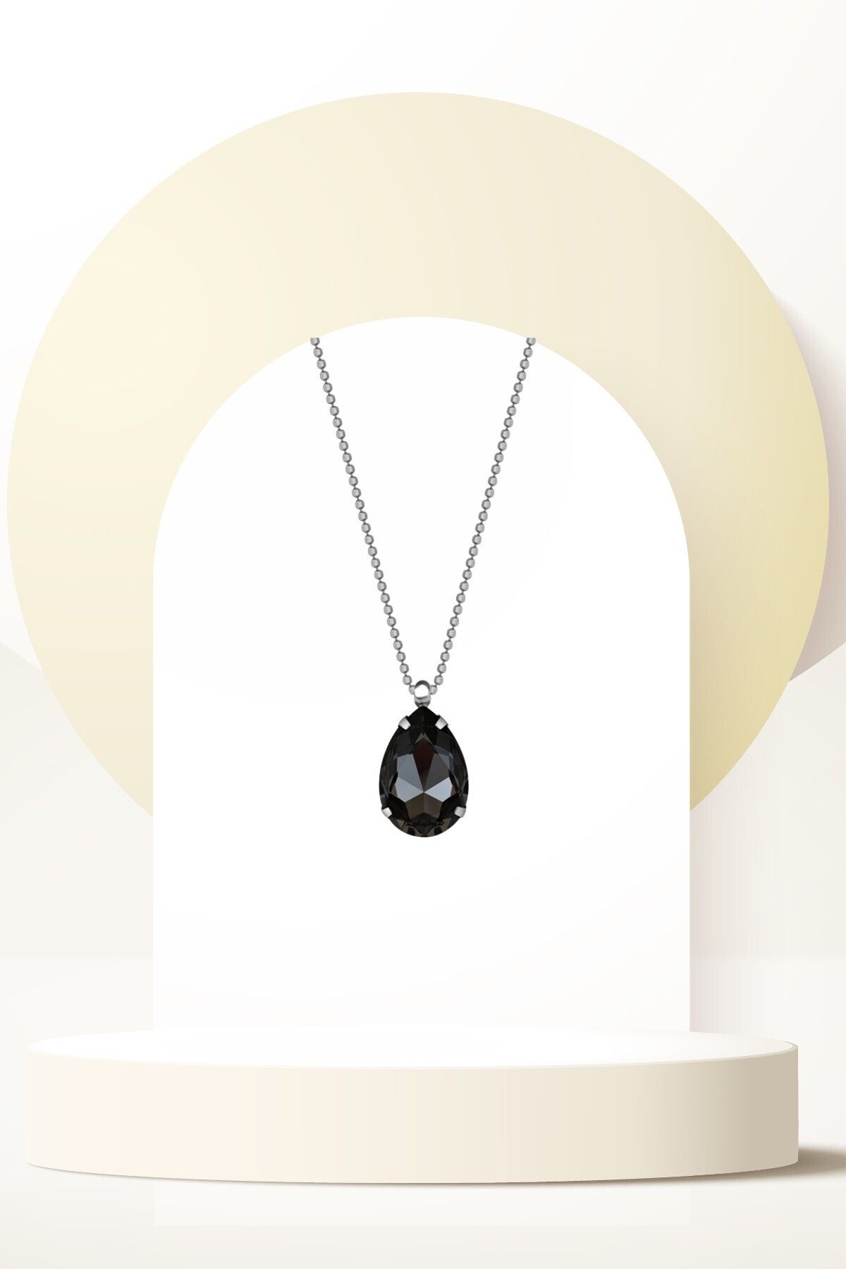 Swaroski Zirconia Crystal Taşlı Black Diamond Damla Kolye Kadın Gece Işıltısı