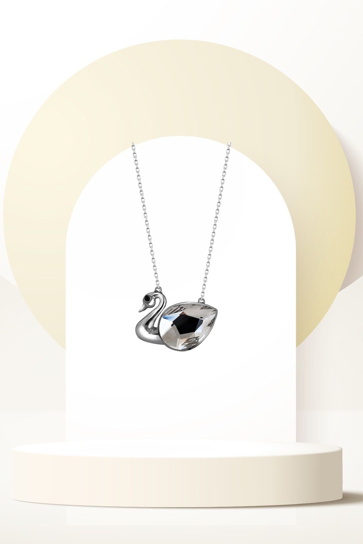 Swaroski Zirconia Crystal Taşlı Beyaz Kuğu Kolye Kadın Zarafet Simgesi