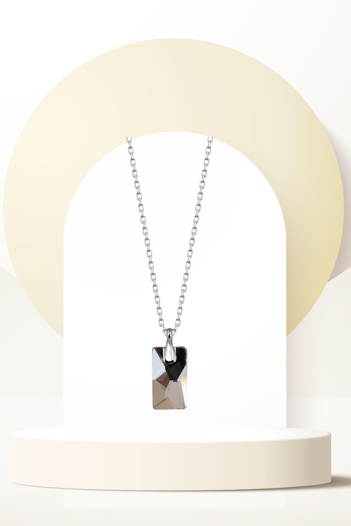Swaroski Zirconia Crystal Taşlı Baget Kolye Kadın Modern Stil