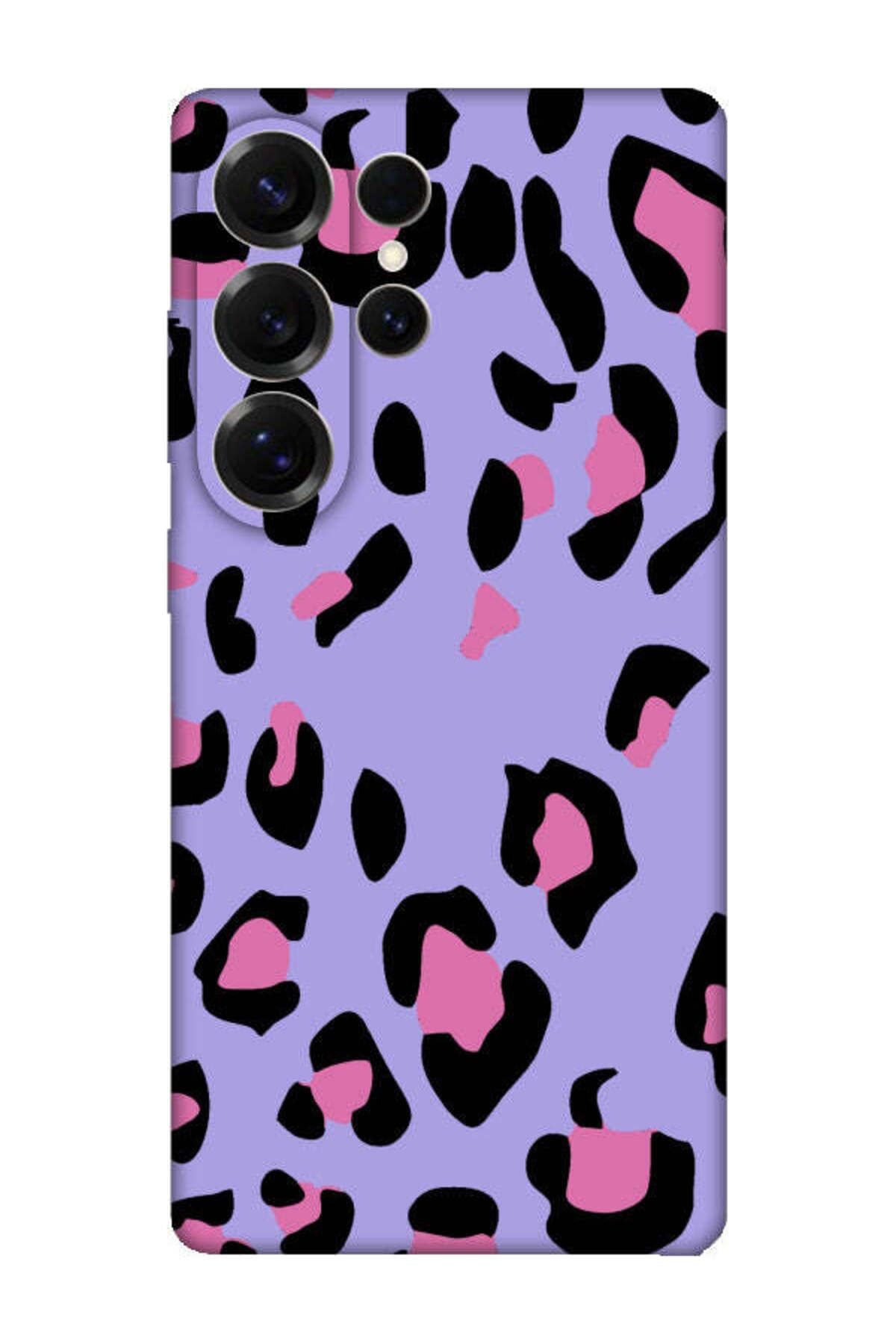 frondcase Samsung S25 Ultra Leopar Desen Lila Telefon Kılıfı