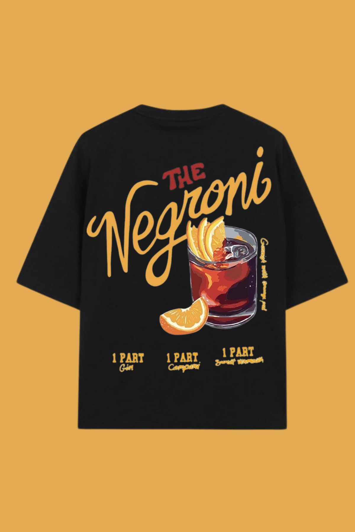 Dupe Design The Negroni Baskılı Oversize Unisex Siyah T-shirt