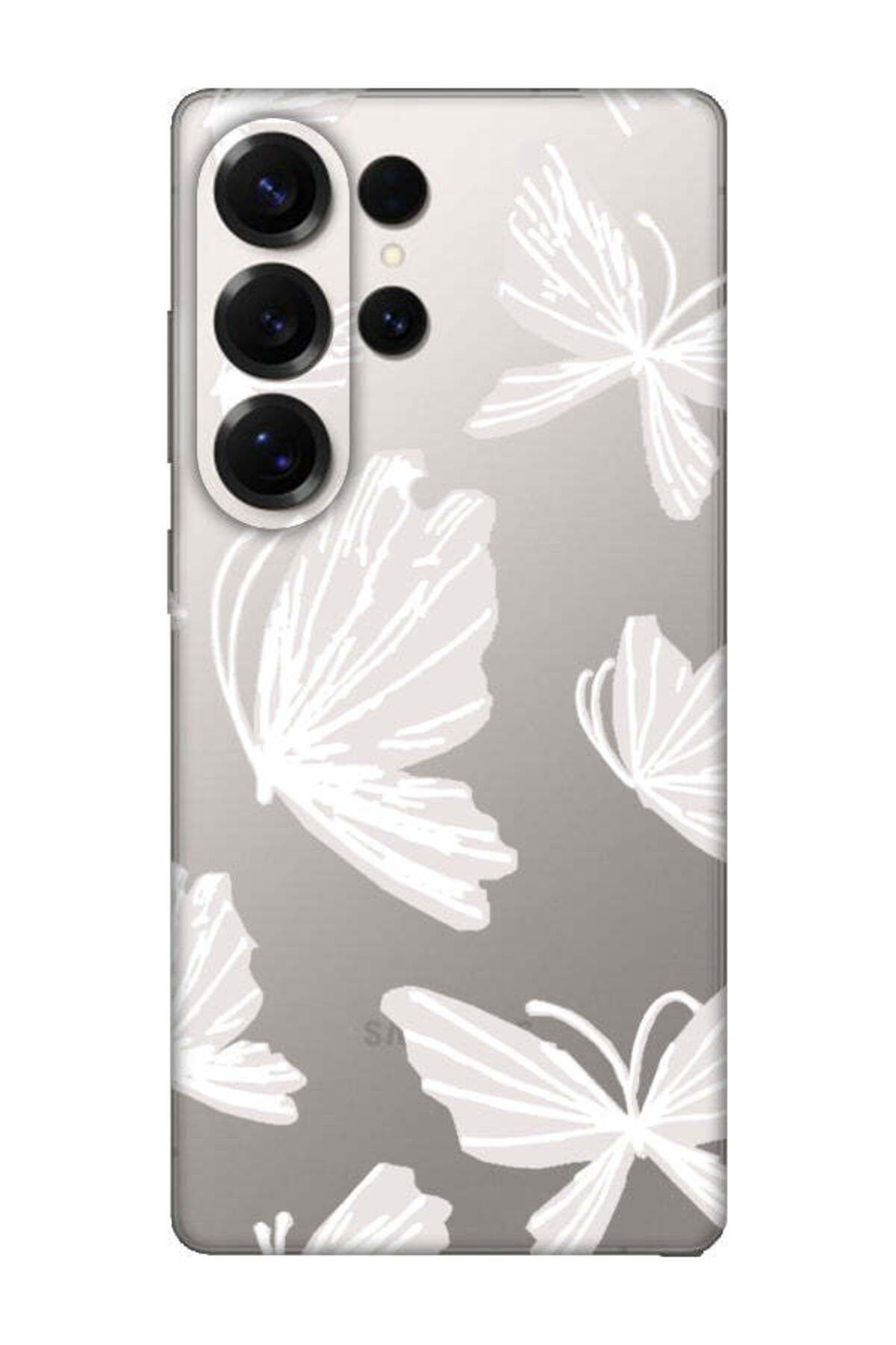 frondcase Samsung S25 Ultra Kelebek Şeffaf Telefon Kılıfı