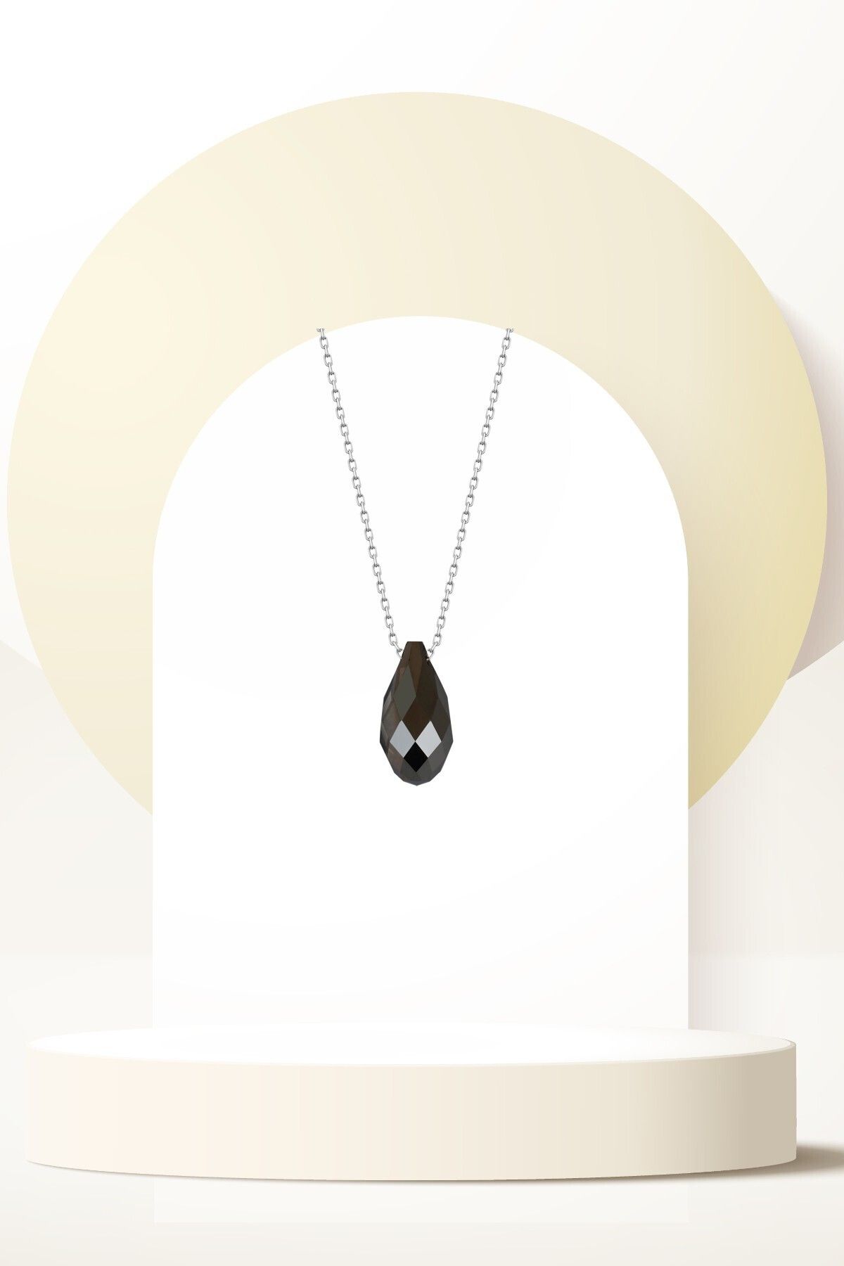 Swaroski Zirconia Crystal Taşlı Black Drop Kolye Kadın Gece Takısı