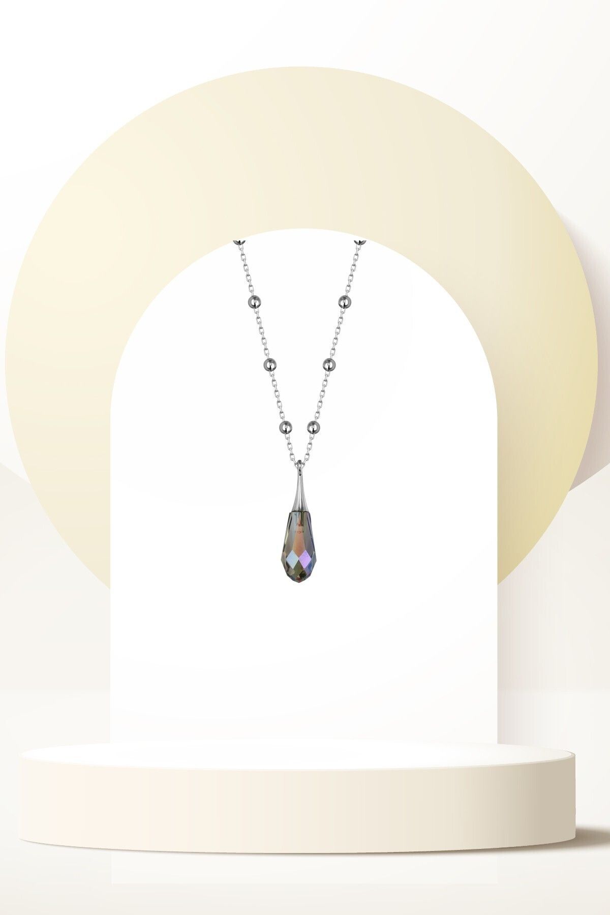 Swaroski Zirconia Crystal Taşlı Metal Drop Kolye Kadın Zarif Stil