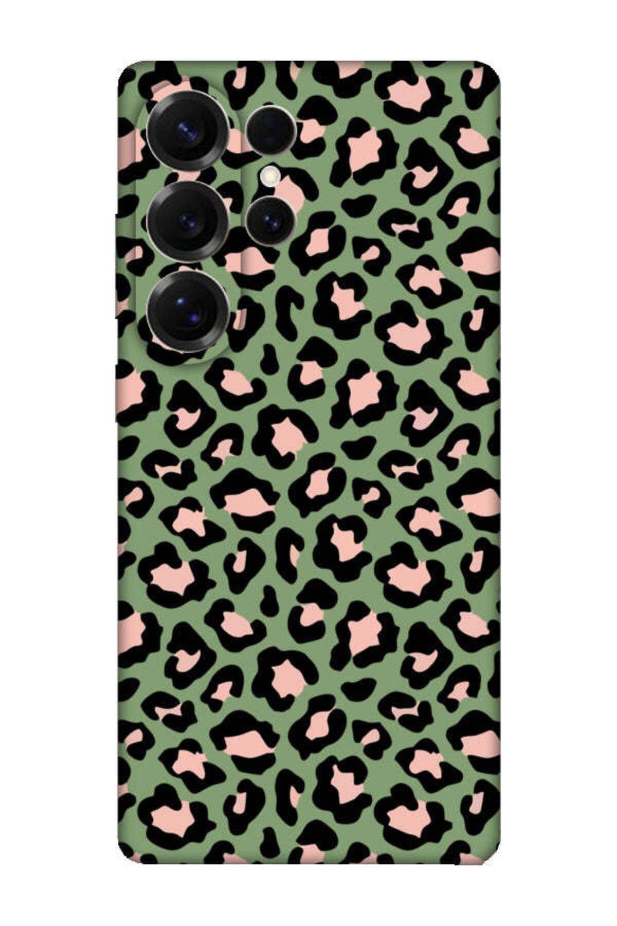 frondcase Samsung S25 Ultra Leopar Desenli Yeşil Telefon Kılıfı