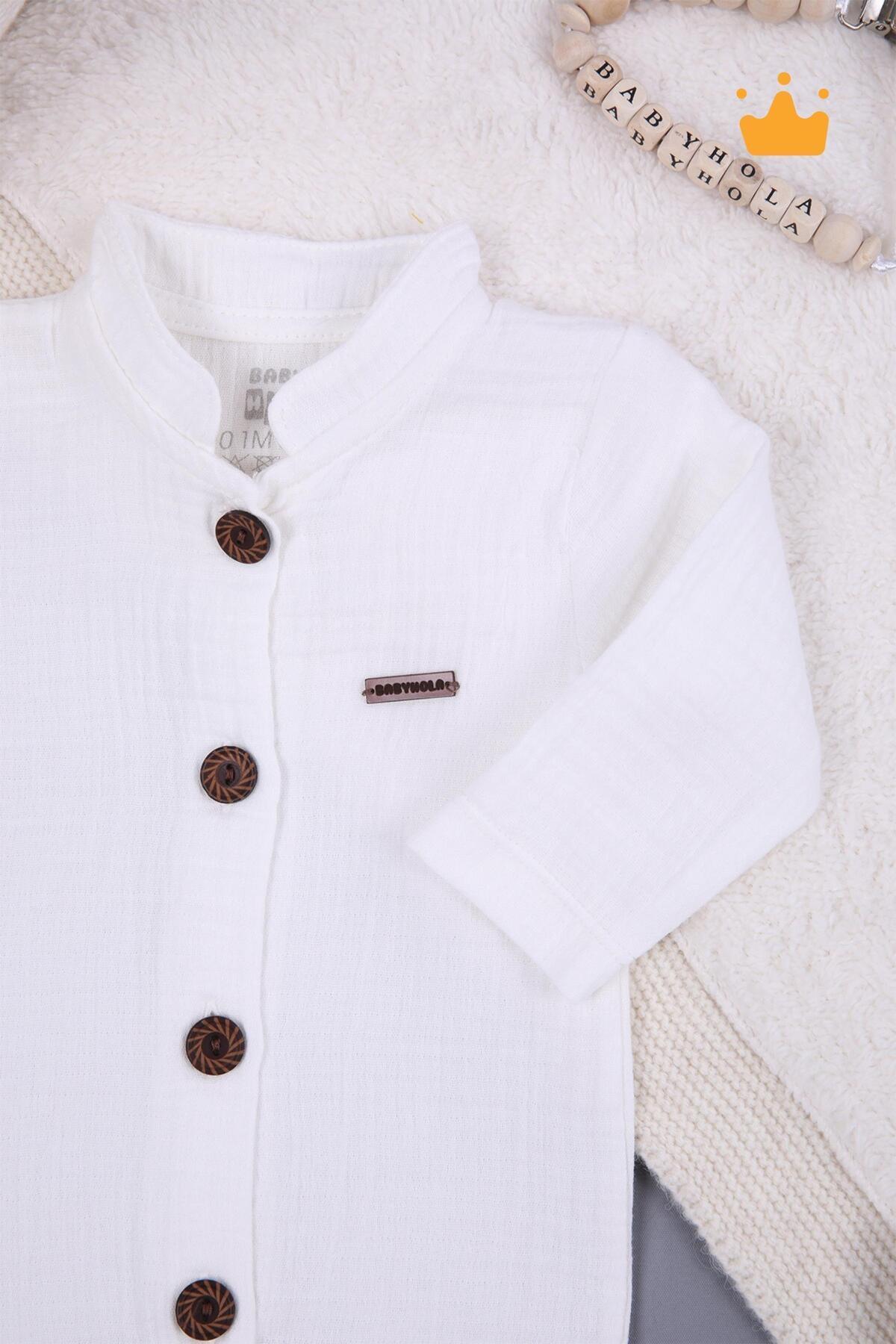 Babyhola Müslin Emzik Askılı Bebek Tulum Unisex 1094 fotoğrafı 4 (önizleme)