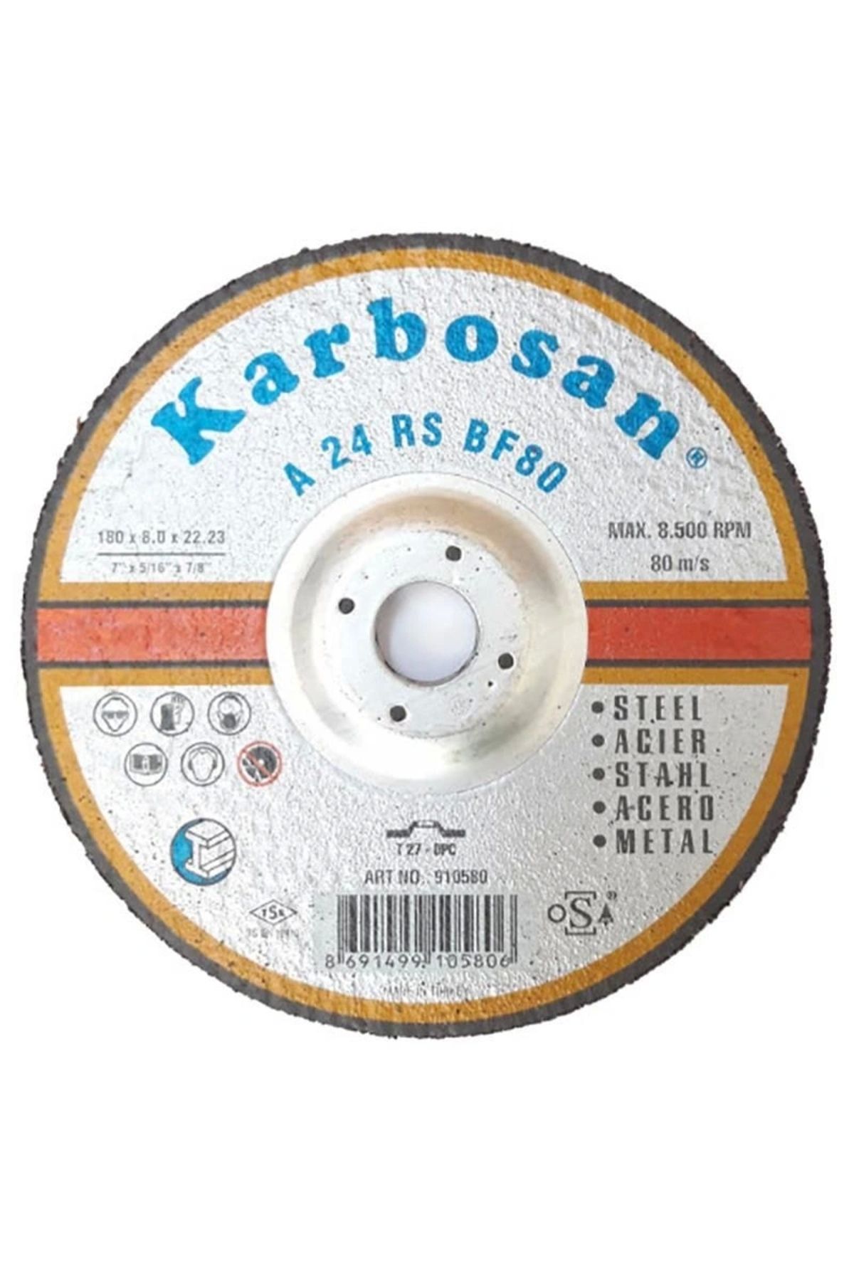 ShopNova Karbosan Metal Taşlama Diski 180x8,0x22,23