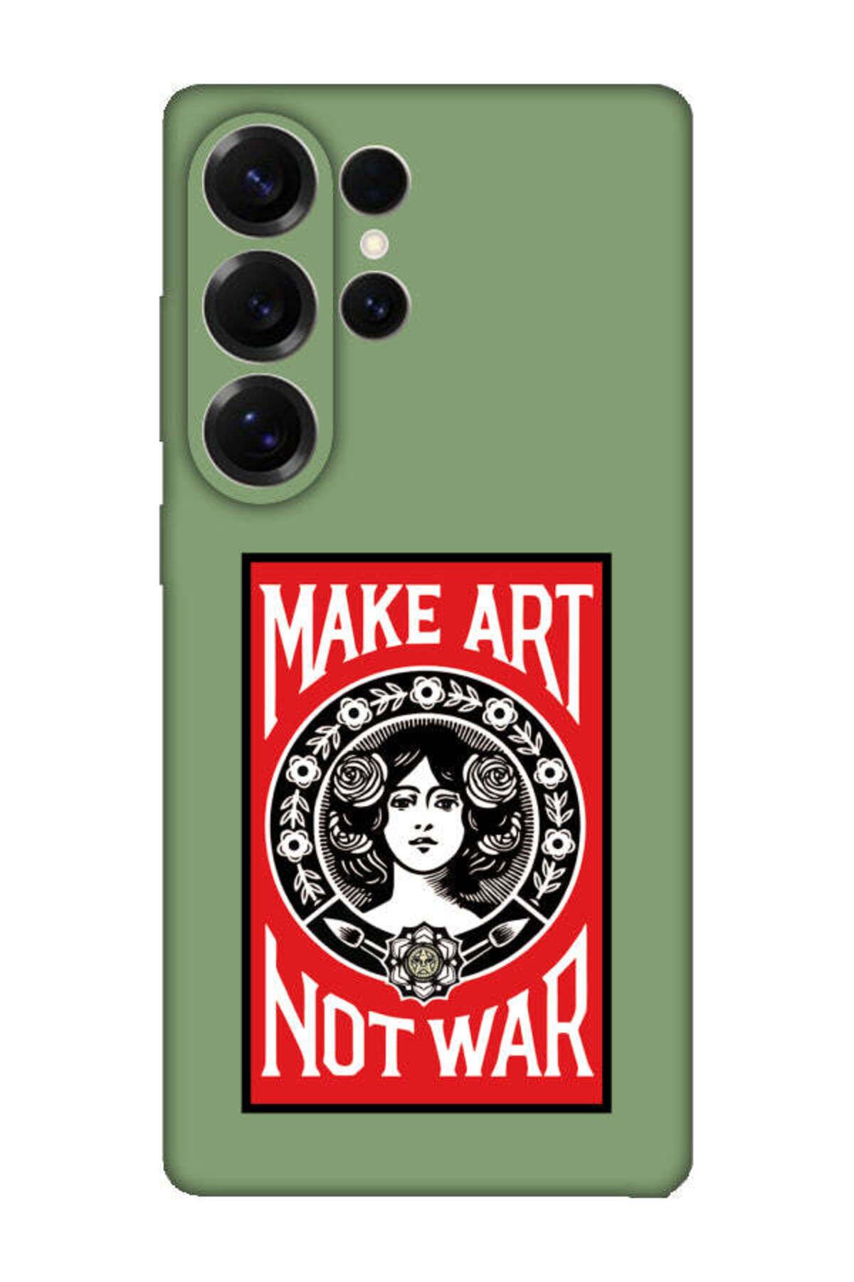 frondcase Samsung S25 Ultra Make Art Not War Yeşil Telefon Kılıfı