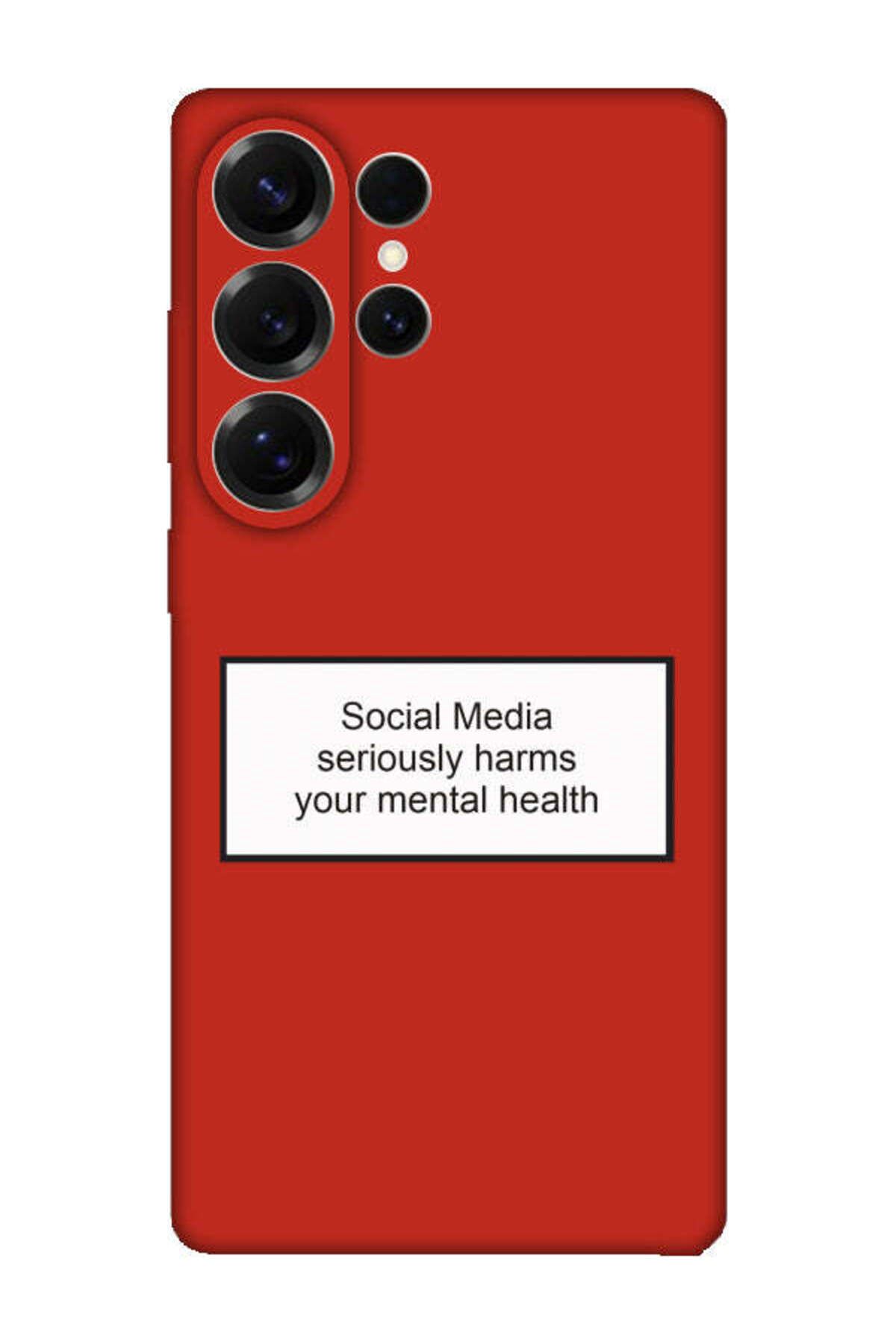 frondcase Samsung S25 Ultra Social Media Kırmızı Telefon Kılıfı