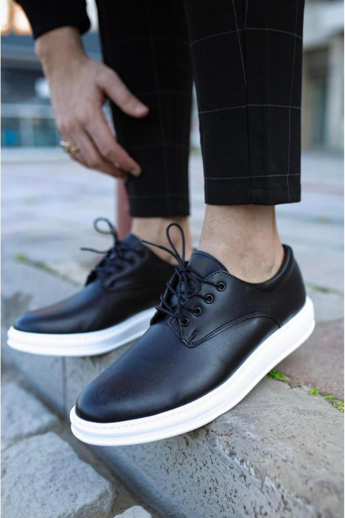 Byshoes Knack Klasik Erkek Ayakkabı 001 Siyah (Beyaz Taban)
