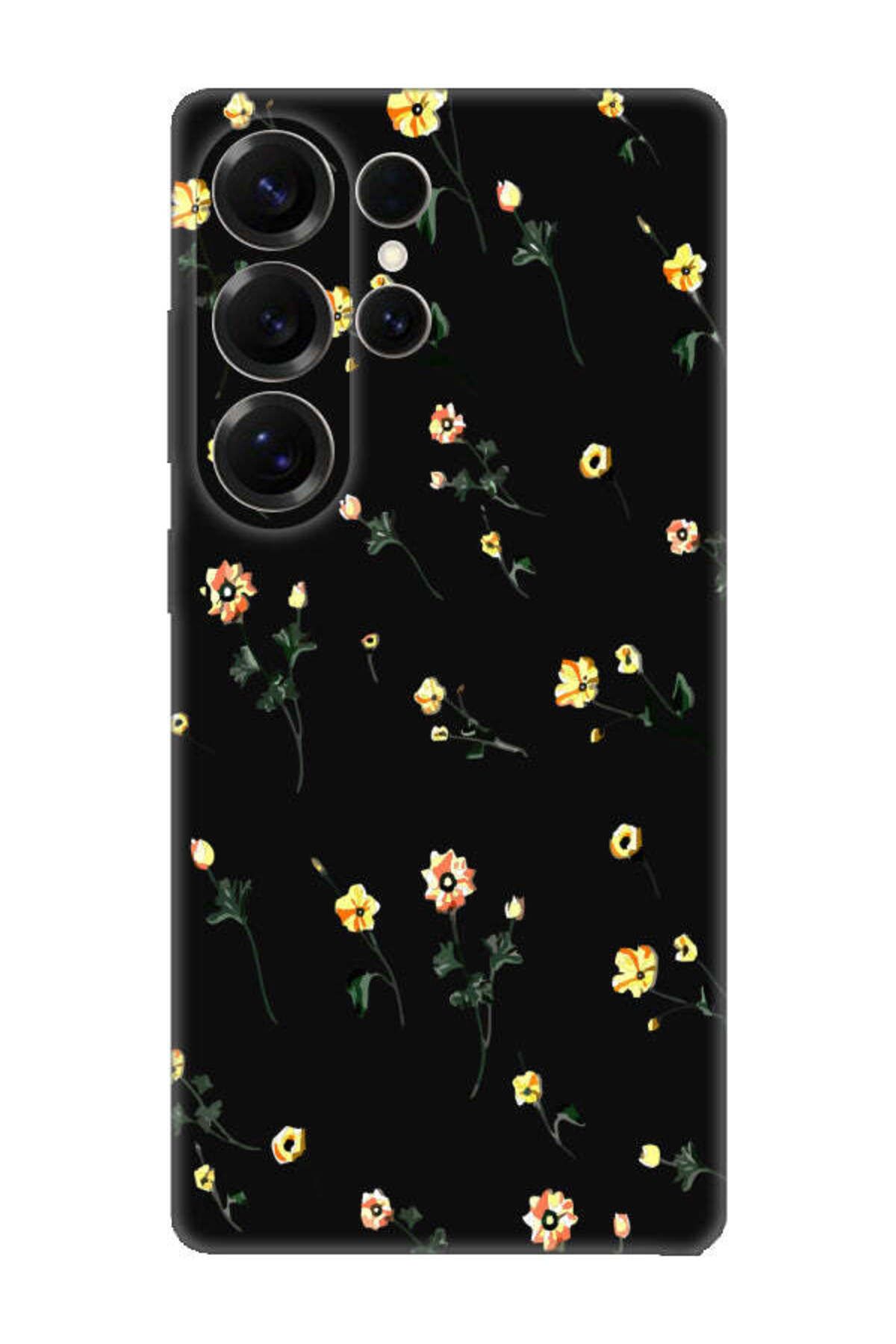 frondcase Samsung S25 Ultra Çiçekli Siyah Telefon Kılıfı