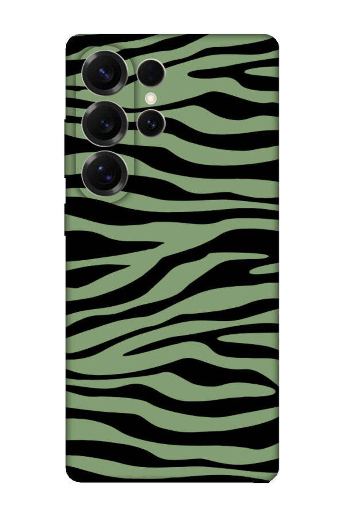 frondcase Samsung S25 Ultra Zebra Desen Yeşil Telefon Kılıfı