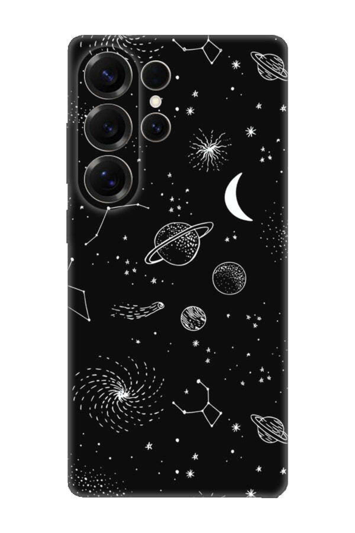 frondcase Samsung S25 Ultra Gezegenler Siyah Telefon Kılıfı