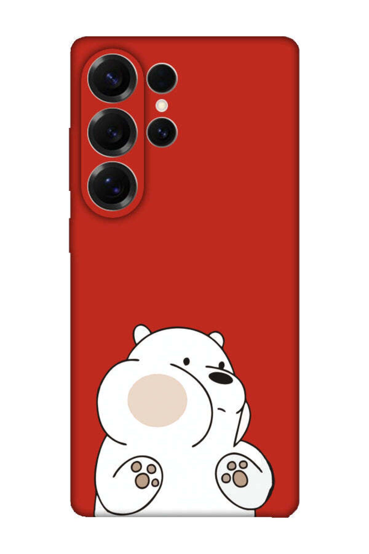 frondcase Samsung S25 Ultra Panda Kırmızı Telefon Kılıfı