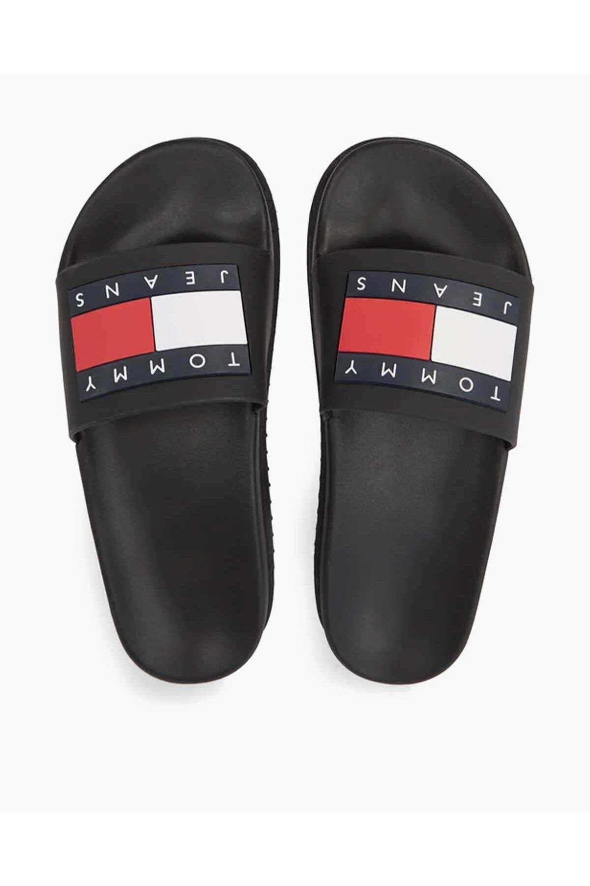 دمپایی سیاه زنانه TJW اسلاید مسطح بالا اورجینال Tommy Hilfiger