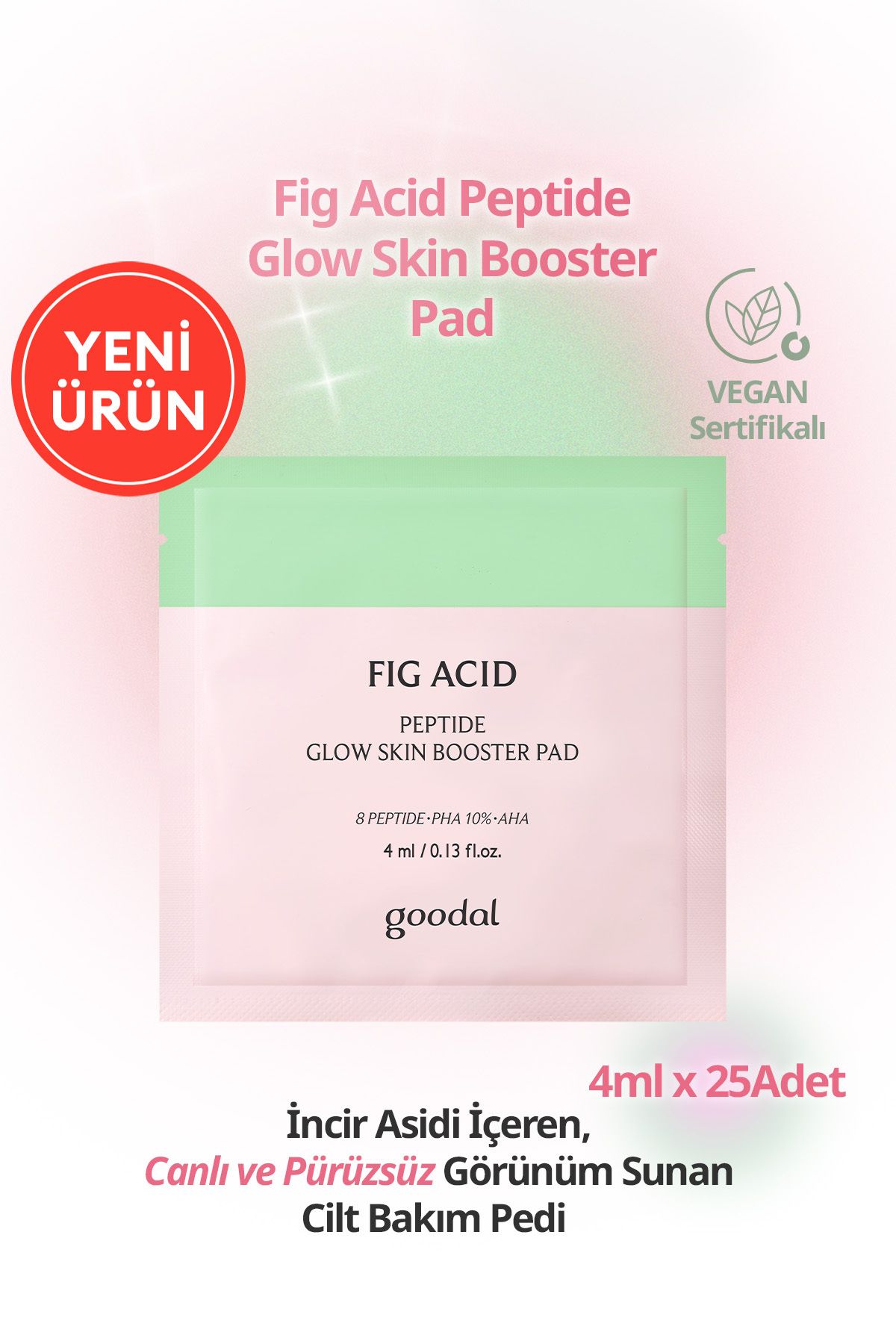 پاک کننده صورت مراقبت از پوست PEDI با اسید فیگ 25 قطعه GOODAL FIG PEPTIDE GLOW PAD تقویت Goodal