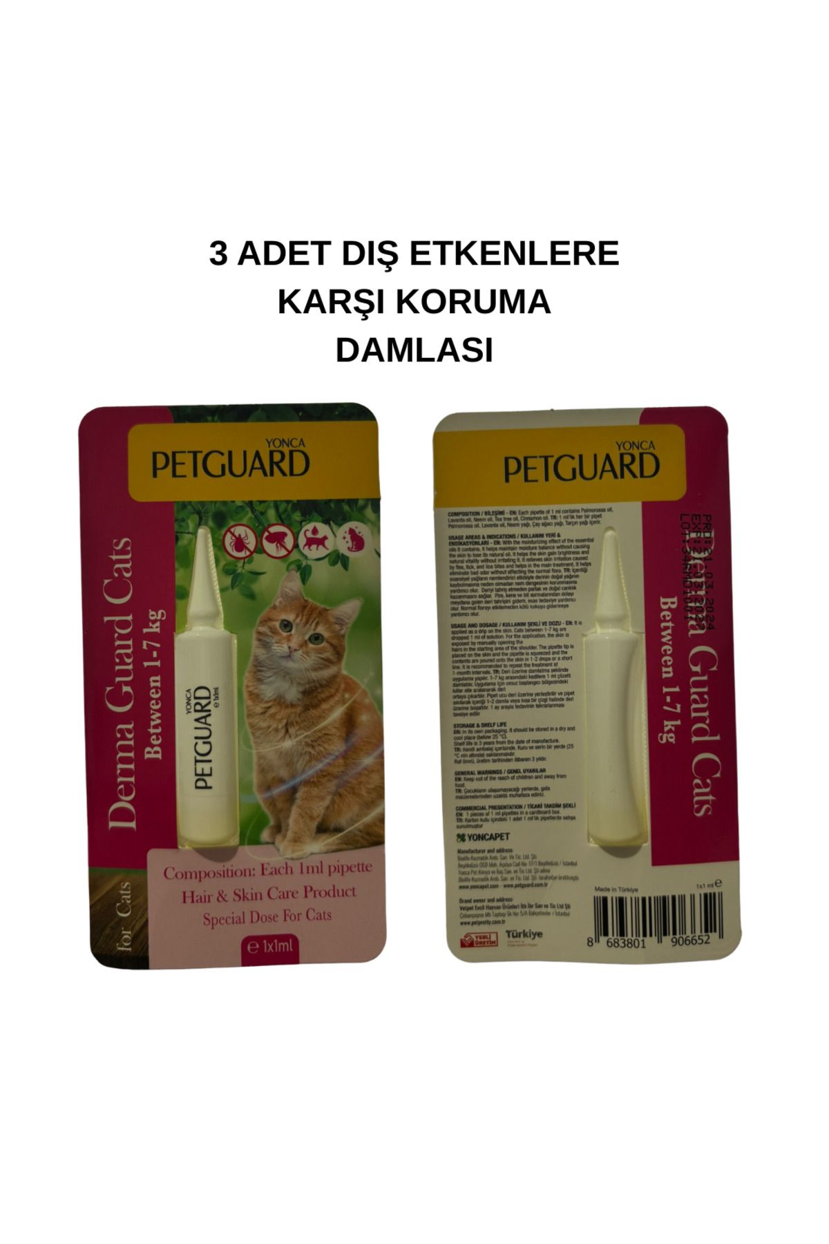 Petguard Kediler İçin Dış Etkenlere Karşı Koruma Damlası Dış Parazit Bitkisel