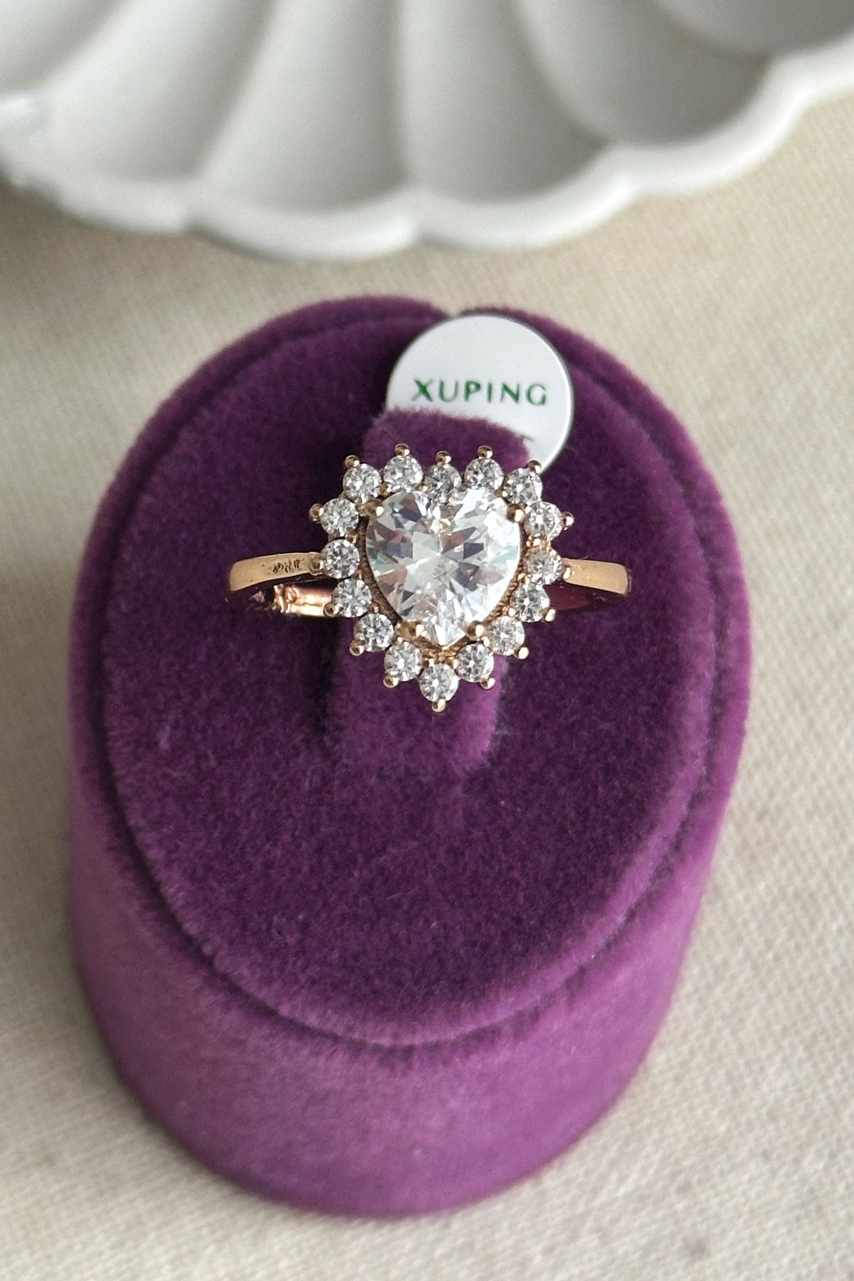 MODA Xuping 18K Kalpli Taşlı Kadın Kararmaz Yüzük Xuping Yüzük