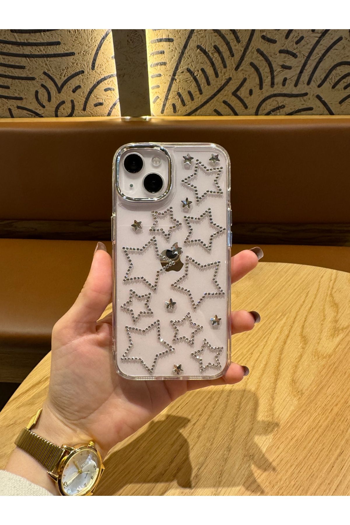 Mois Case İPhone 14 plus yıldızlı şeffaf kılıf
