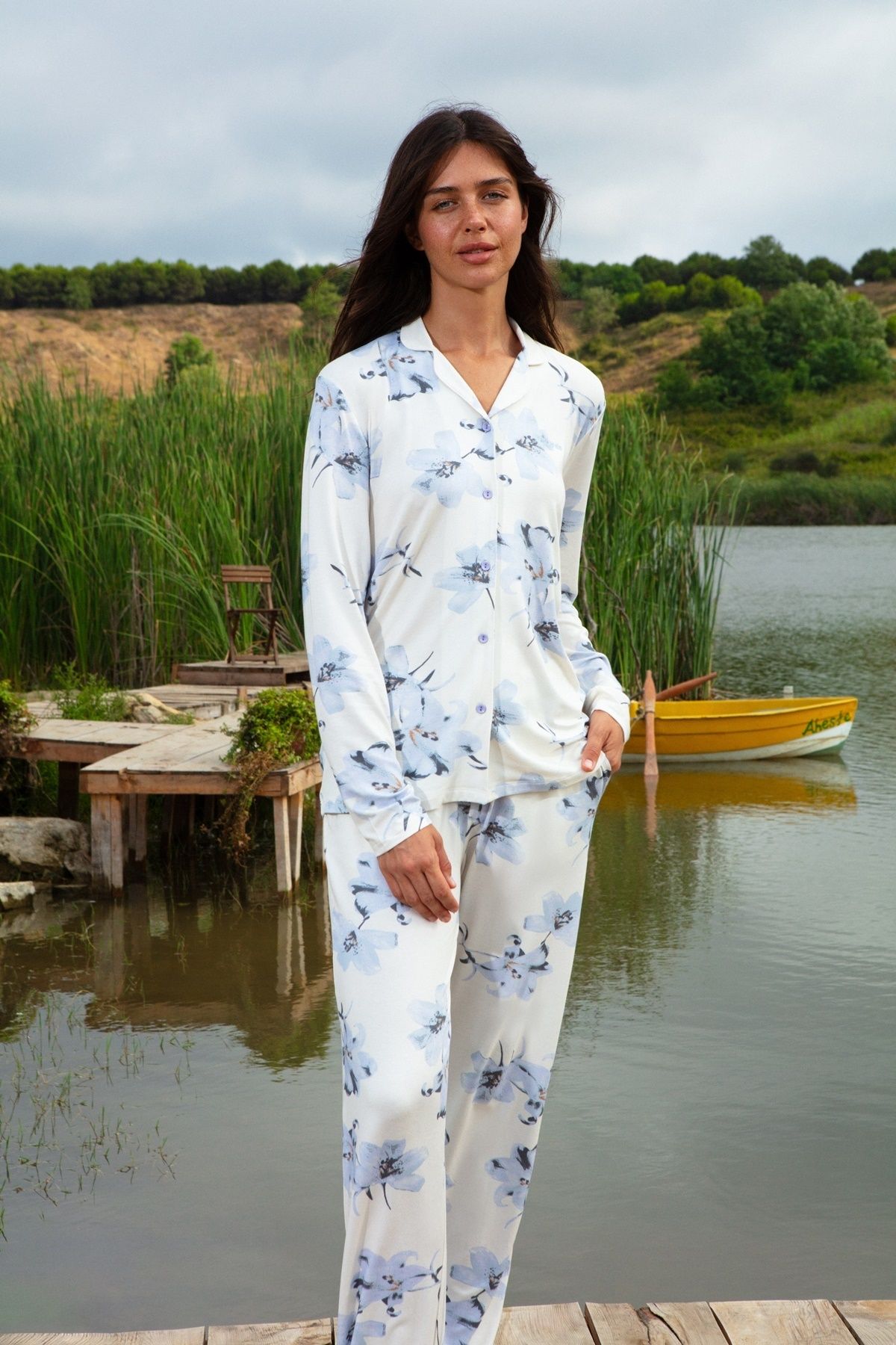 Pierre Cardin İkili Pijama Takım Krem - Süprem Rotasyon - 2Li Takım