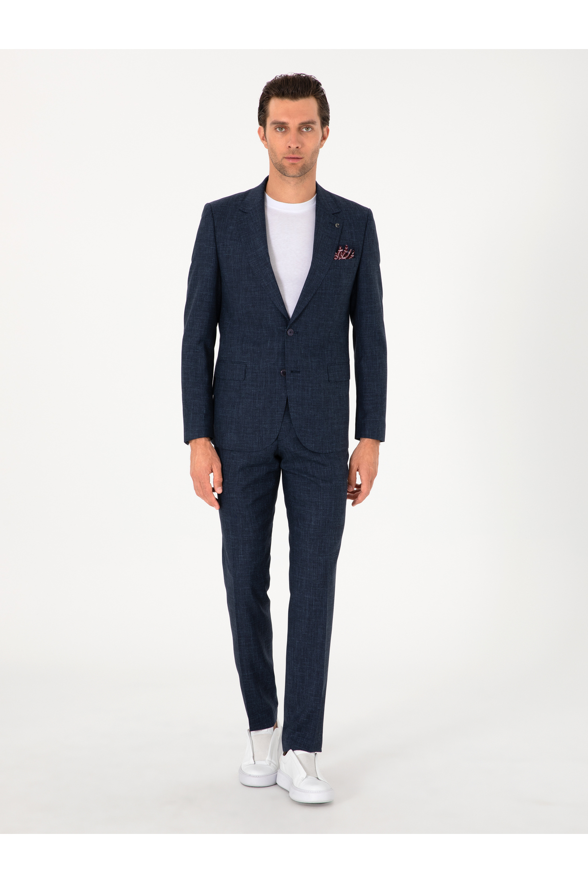 Cacharel Navy Slim Fit Wool Silk Blended Suit 50306778-Vr033