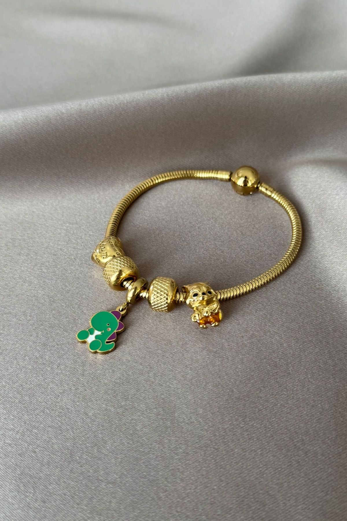 laria jewelry Yazılı Kalp Charm'lı Bileklik