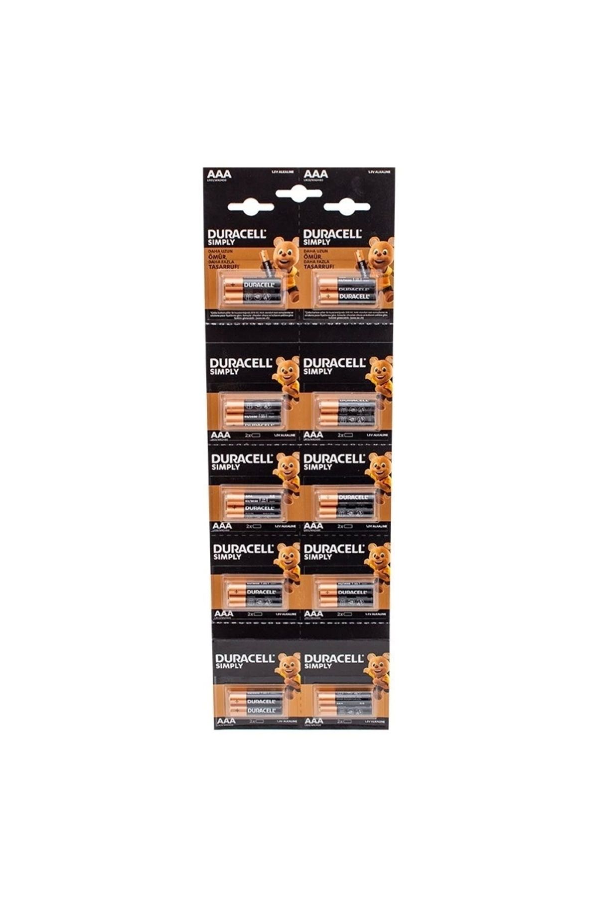 ShopNova Duracell 1.5v İnce Aaa 20'li Alkalin Pil Lr03/mn20