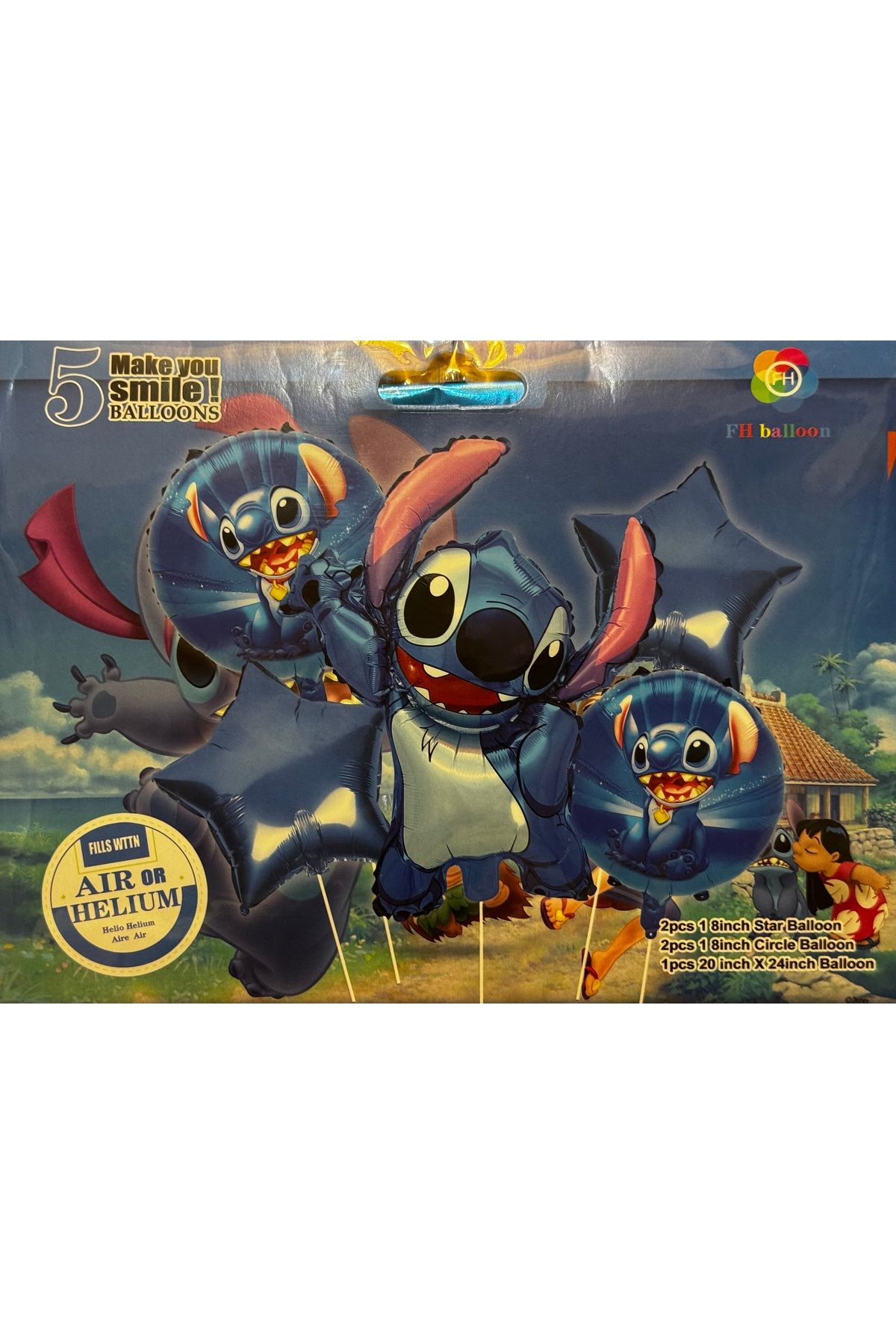 KATRİN Stitch mavi temalı 5li folyo balon