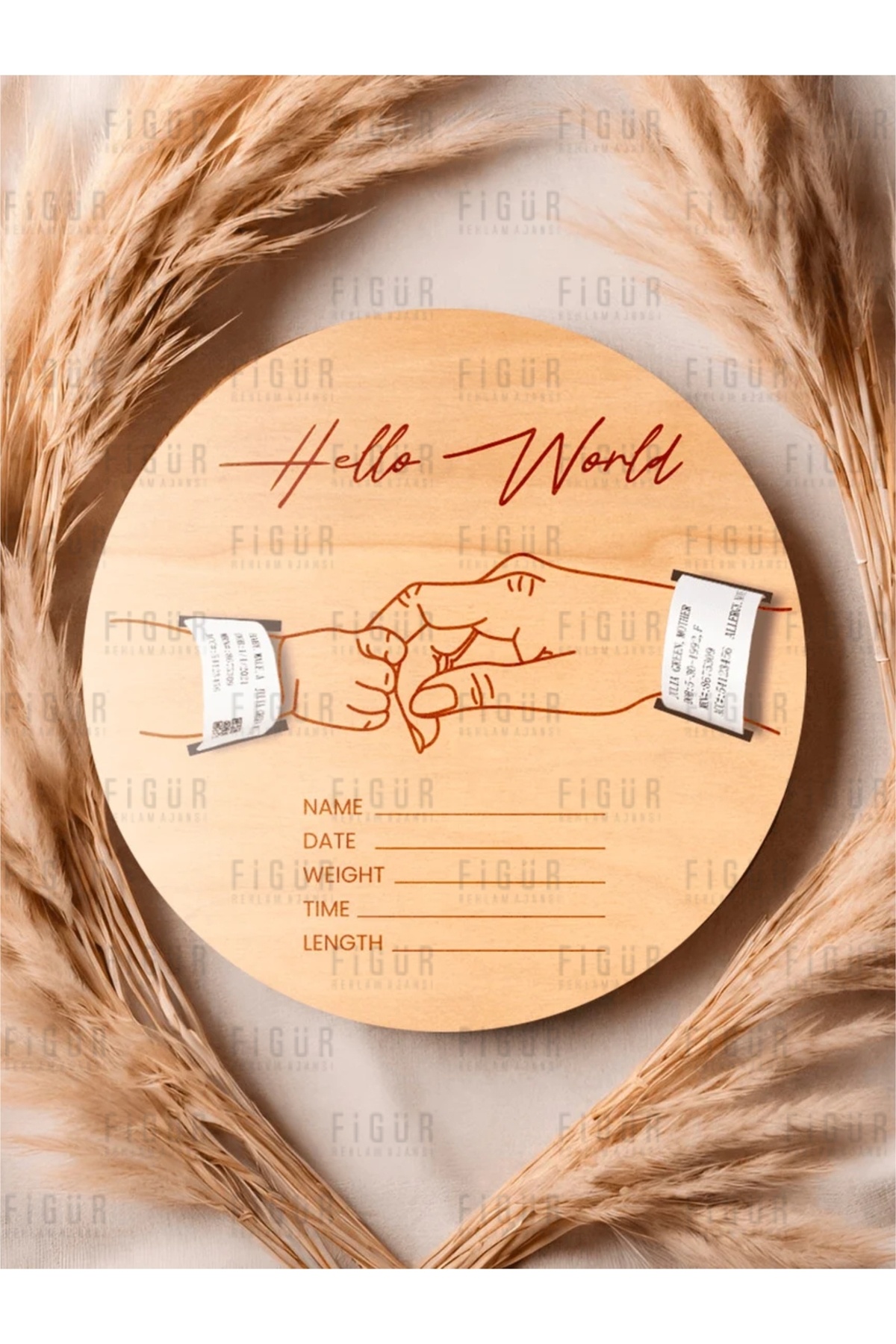 medyarella Yeni Doğan Bebek Hatıra Panosu | Doğum Bilgili, Bileklikli, Kişiye Özel Ahşap Tasarım fotoğrafı 3 (önizleme)