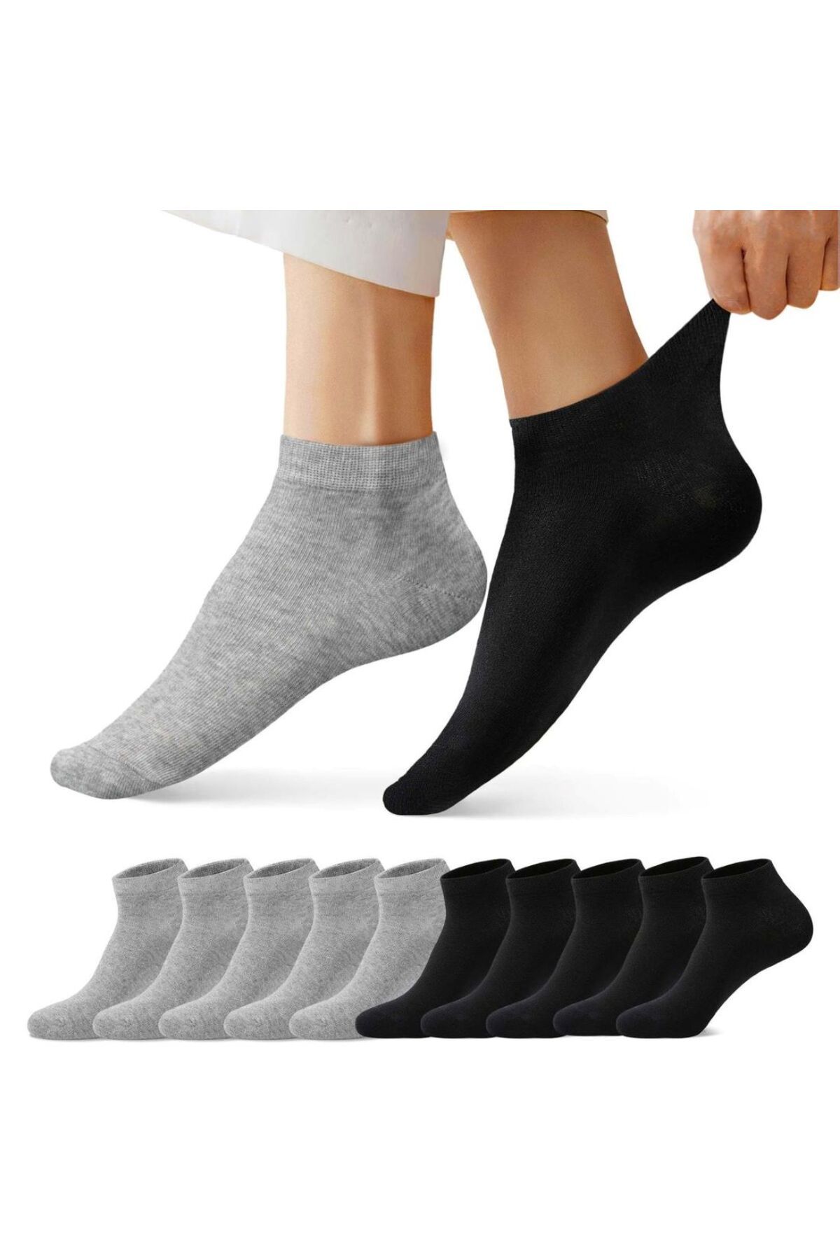 peru moda Unisex 10'lu Beyaz Patik Çorap Spor Çorabı Ekonomik