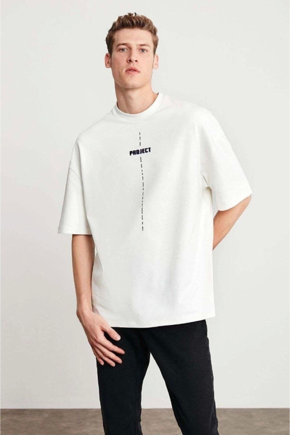 MODA Unisex Baskılı Oversize Thirt Beyaz