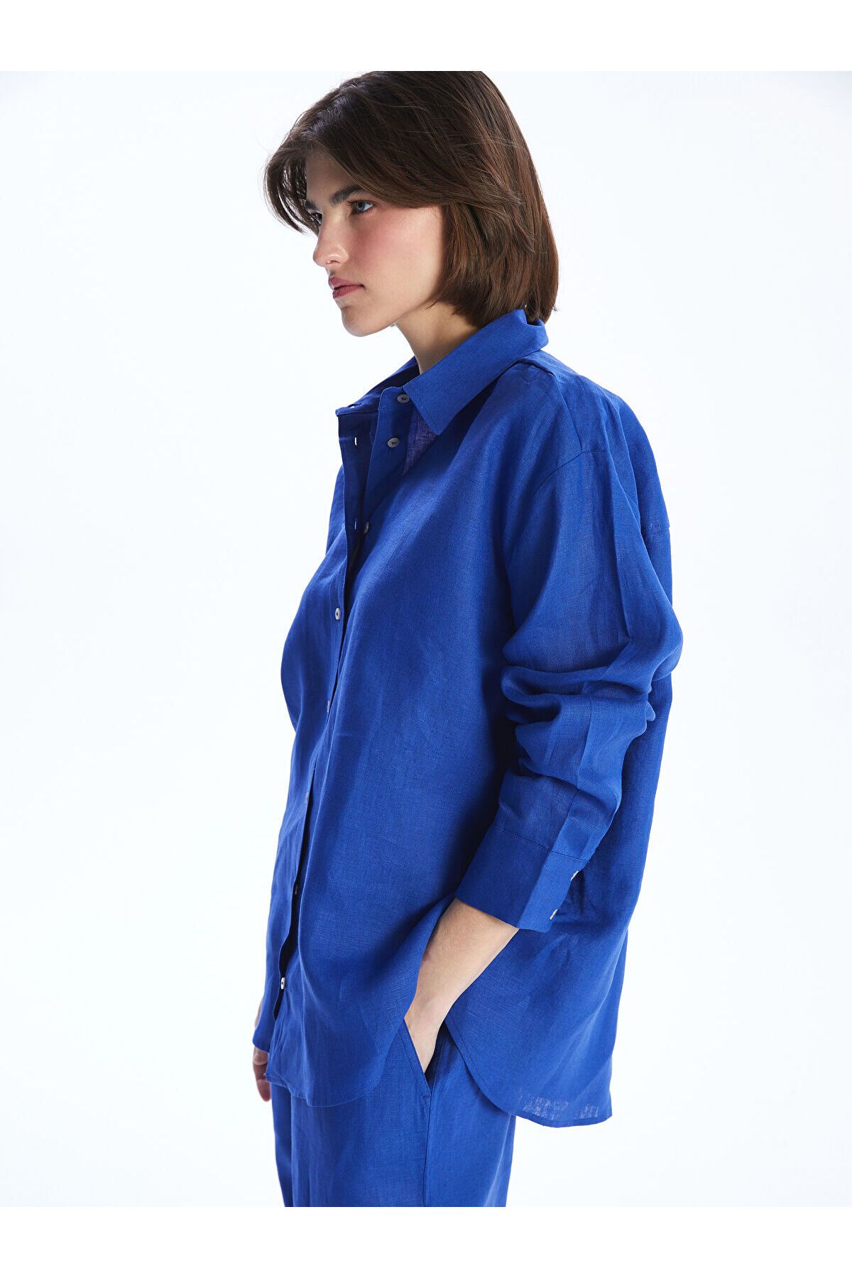 LC Waikiki Oversize Keten Kadın Gömlek