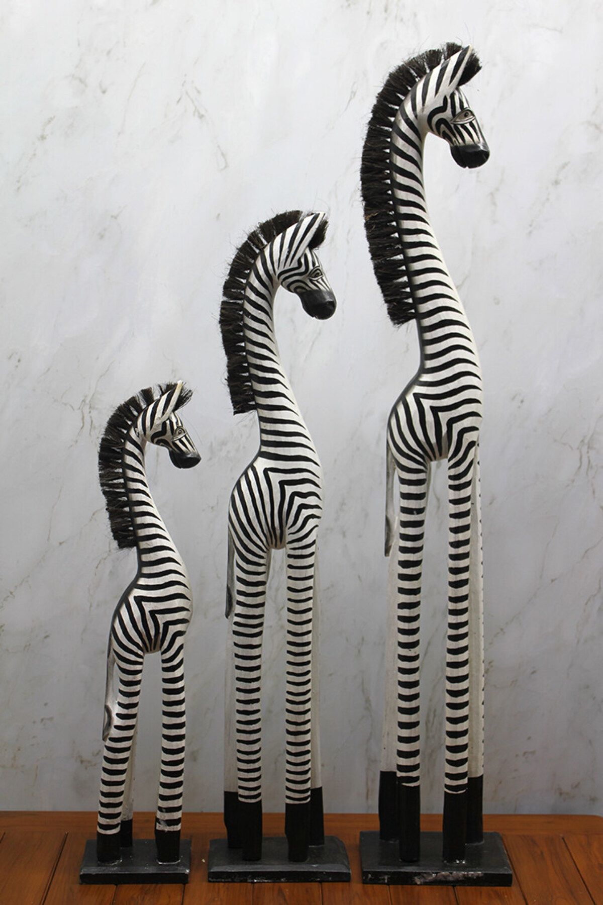 Çnrline Ahşap 3'lü Zebra Figürü