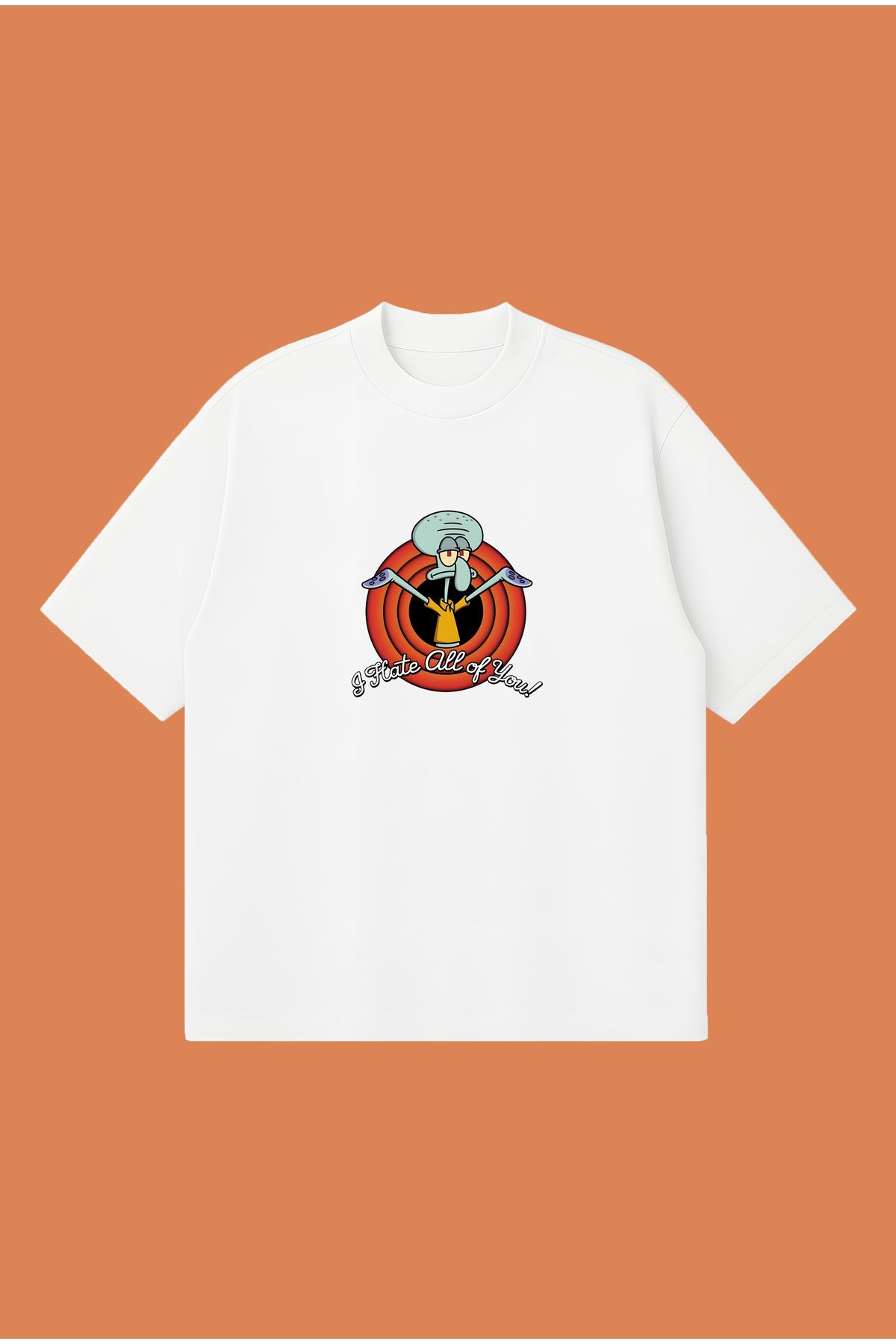 PURE POWER Squidward I Hate All of You Boxy Fit Oversize Unisex Tshirt – Baskılı Tişört | Streetwear
