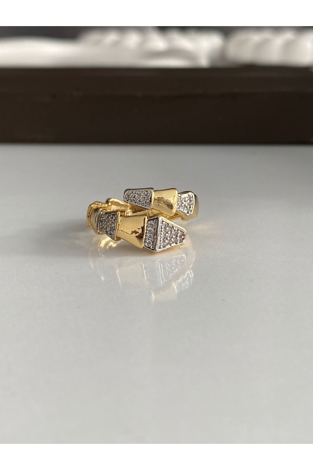 DMR Accessoire Çelik gold lüx yılan yüzük
