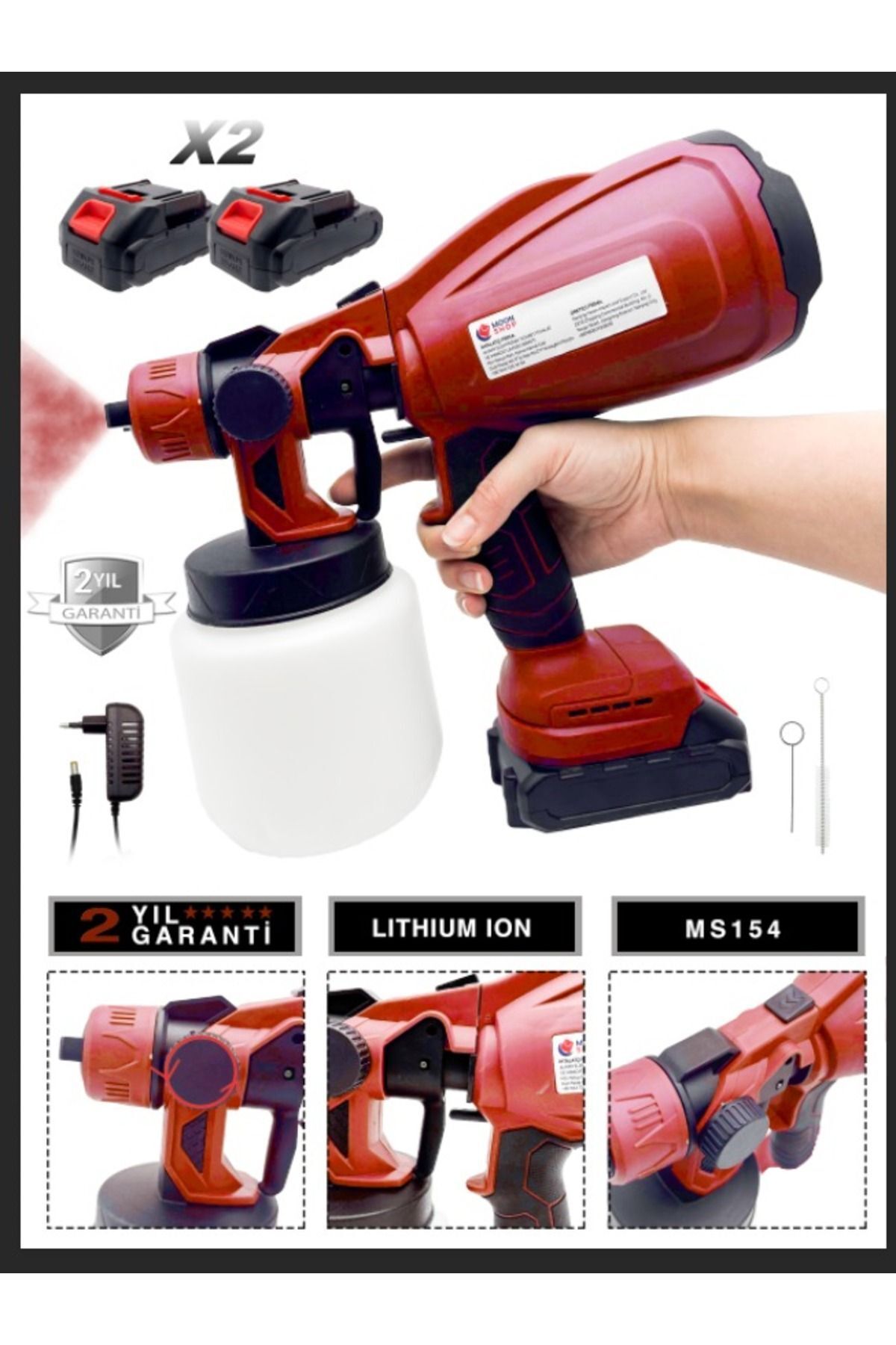 MOONSHOP 48v Çift Şarjlı Akülü Boya Tabancası Püskürtme Ilaçlama Makinası Her Yerde Kullanılır