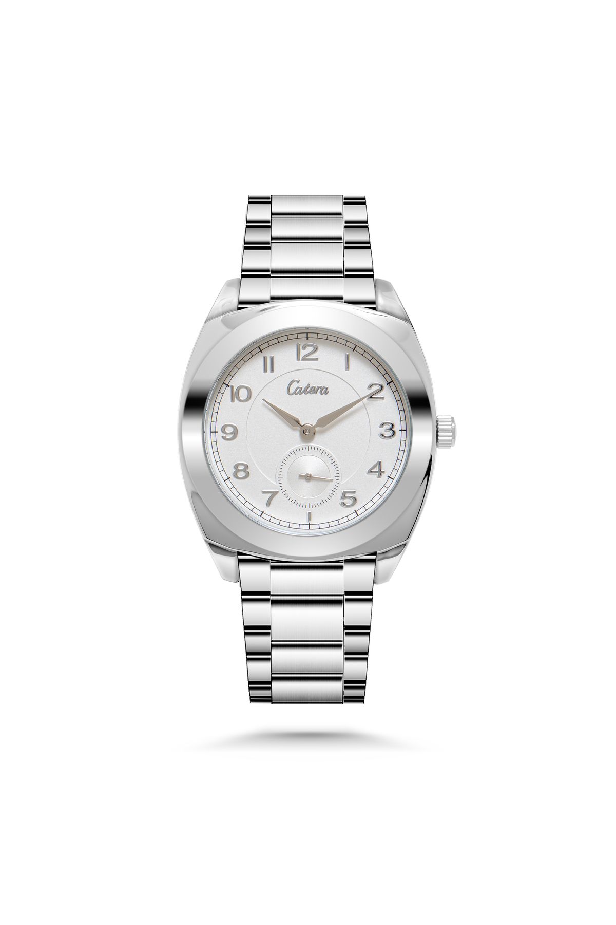 catera-Men's watch with white numbers and steel 1