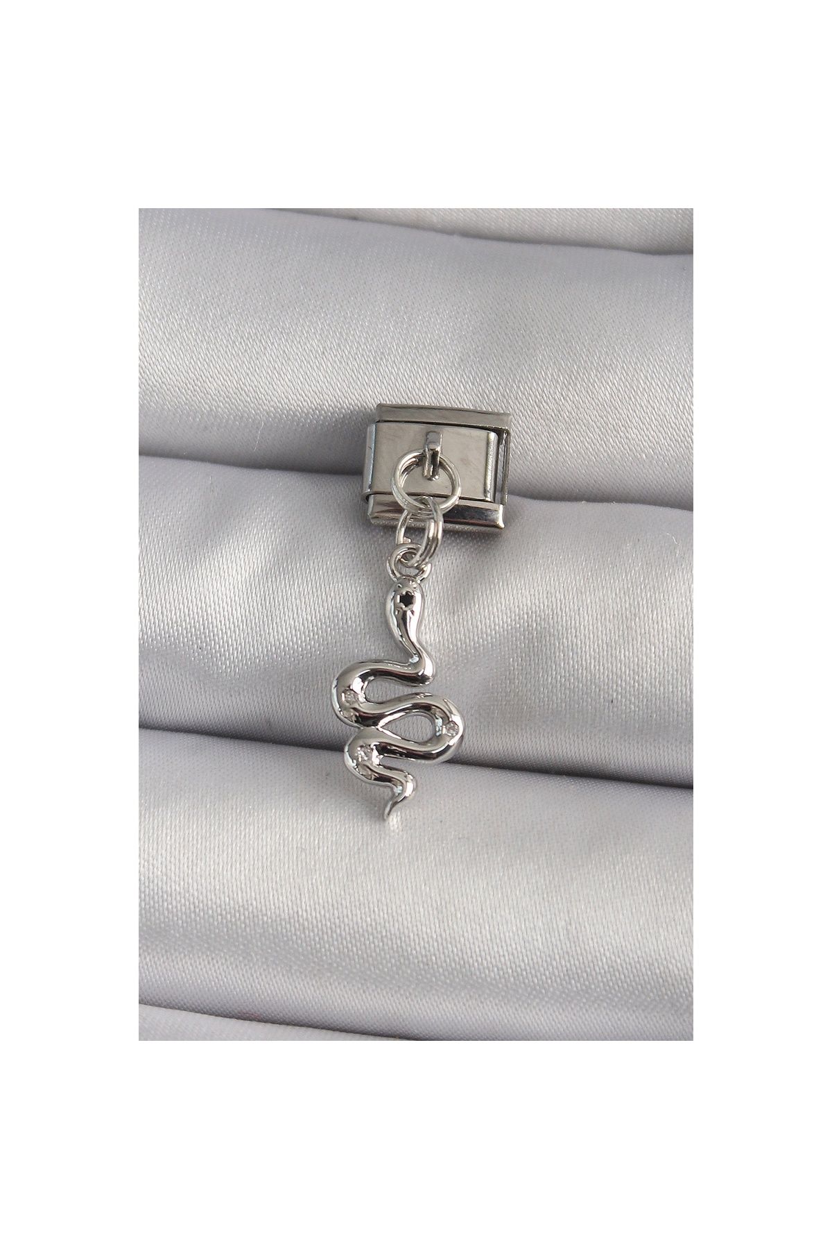 maarketim 316L Çelik Gümüş Renk Sallantı Yılan Model Nomination Charm