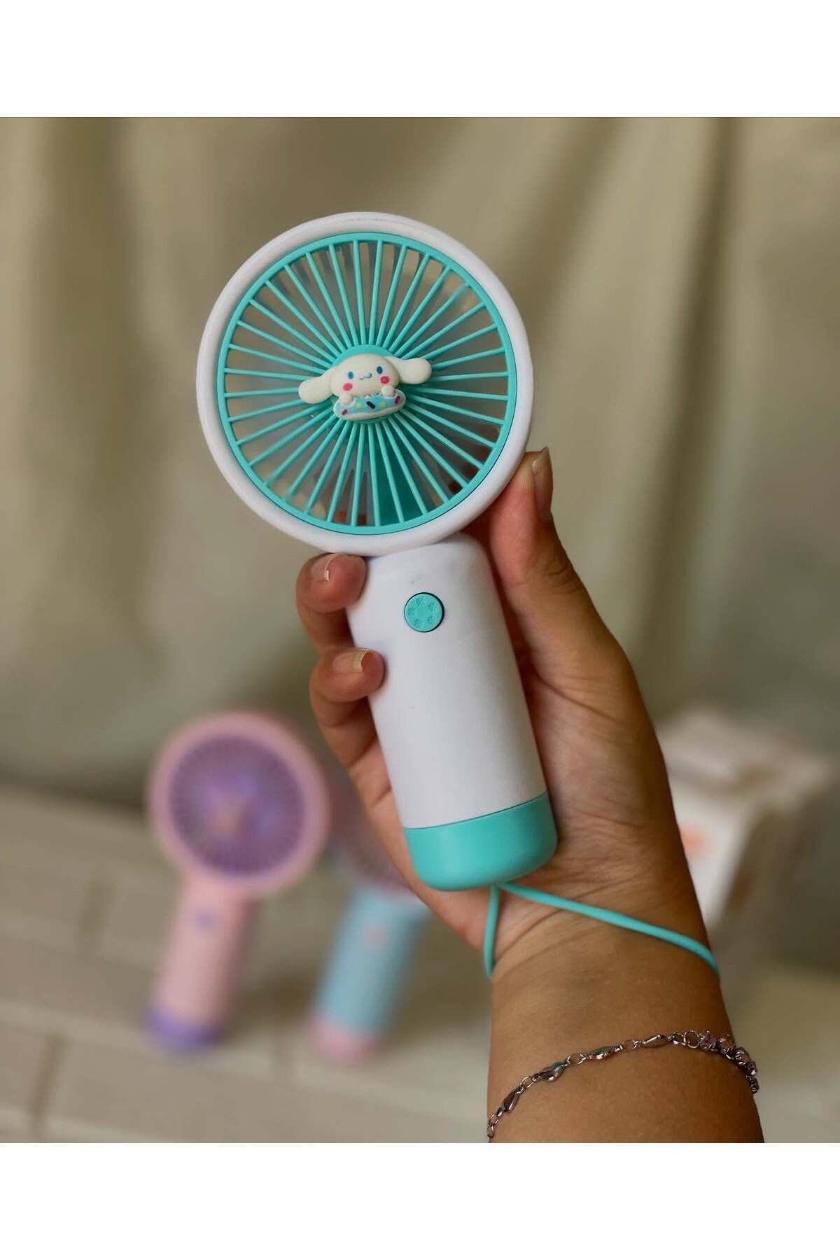 Charmy Cinnamoroll El Fanı, Şarjlı El Fanı, Sanrio Mini Vantilatör,Taşınabilir Mini Fan