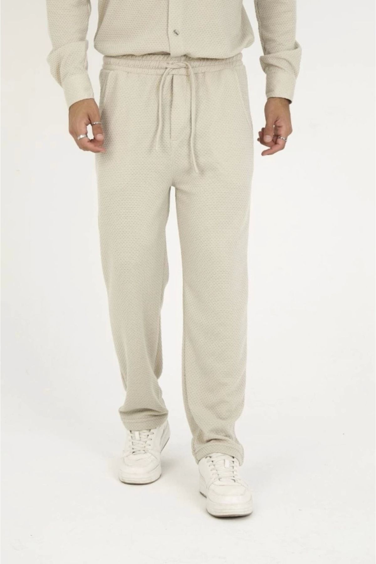 MODA Jakar Kutu Desenli Baggy Eşofman Pantolon Gri