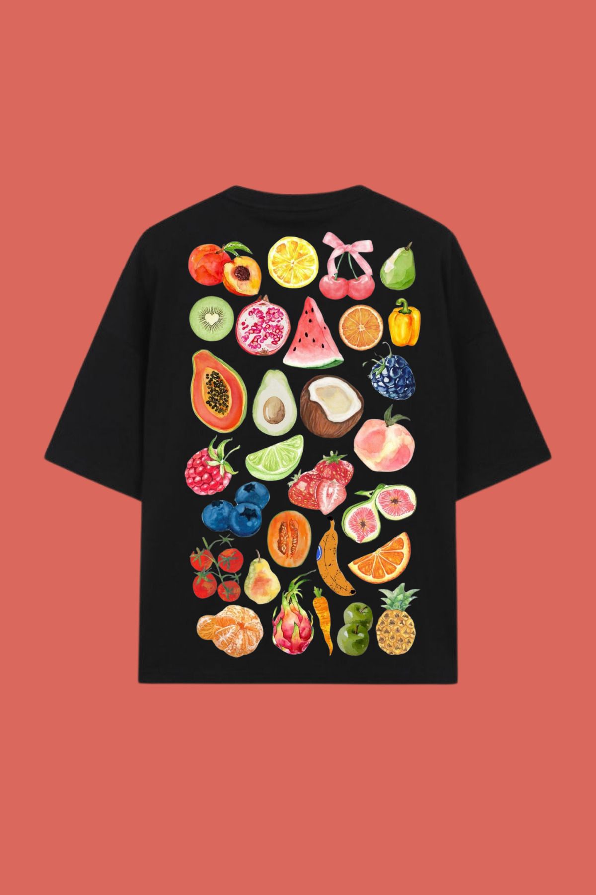 Dupe Design Fruit Baskılı Oversize T-shirt
